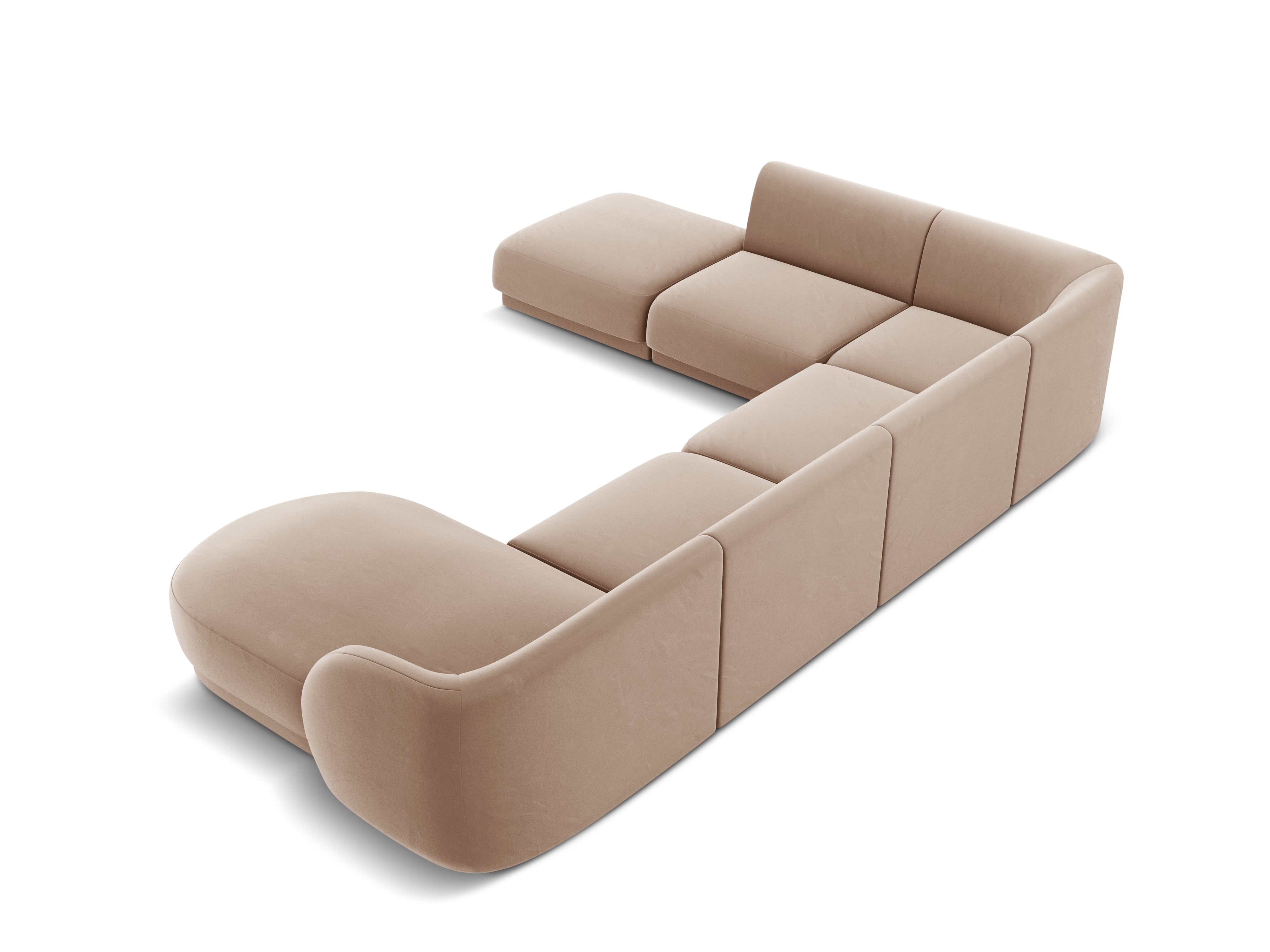 Narożnik aksamitny w kształcie U lewostronny MILEY cappuccino Micadoni Eye on Design