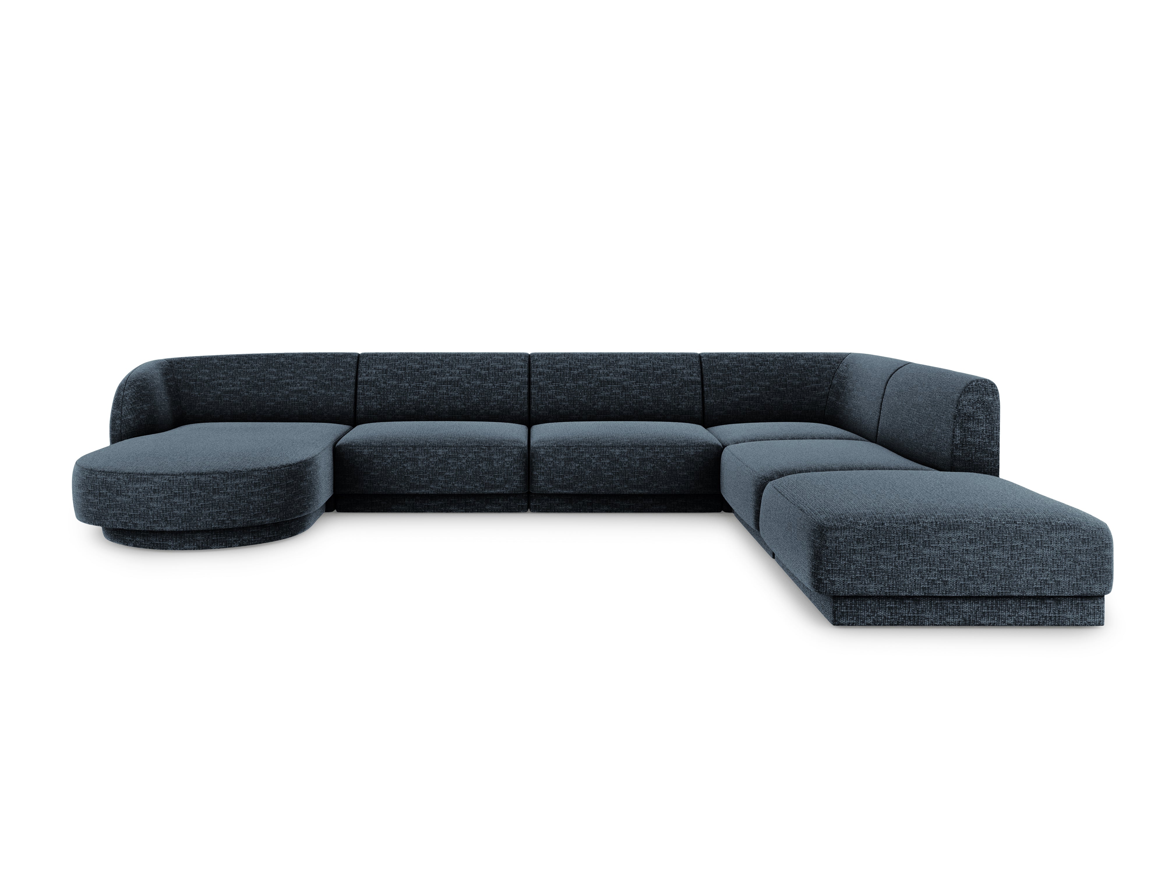 Sofa prawostronna panoramiczna w tkaninie szenilowej 6-osobowa MILEY granatowy Micadoni Eye on Design
