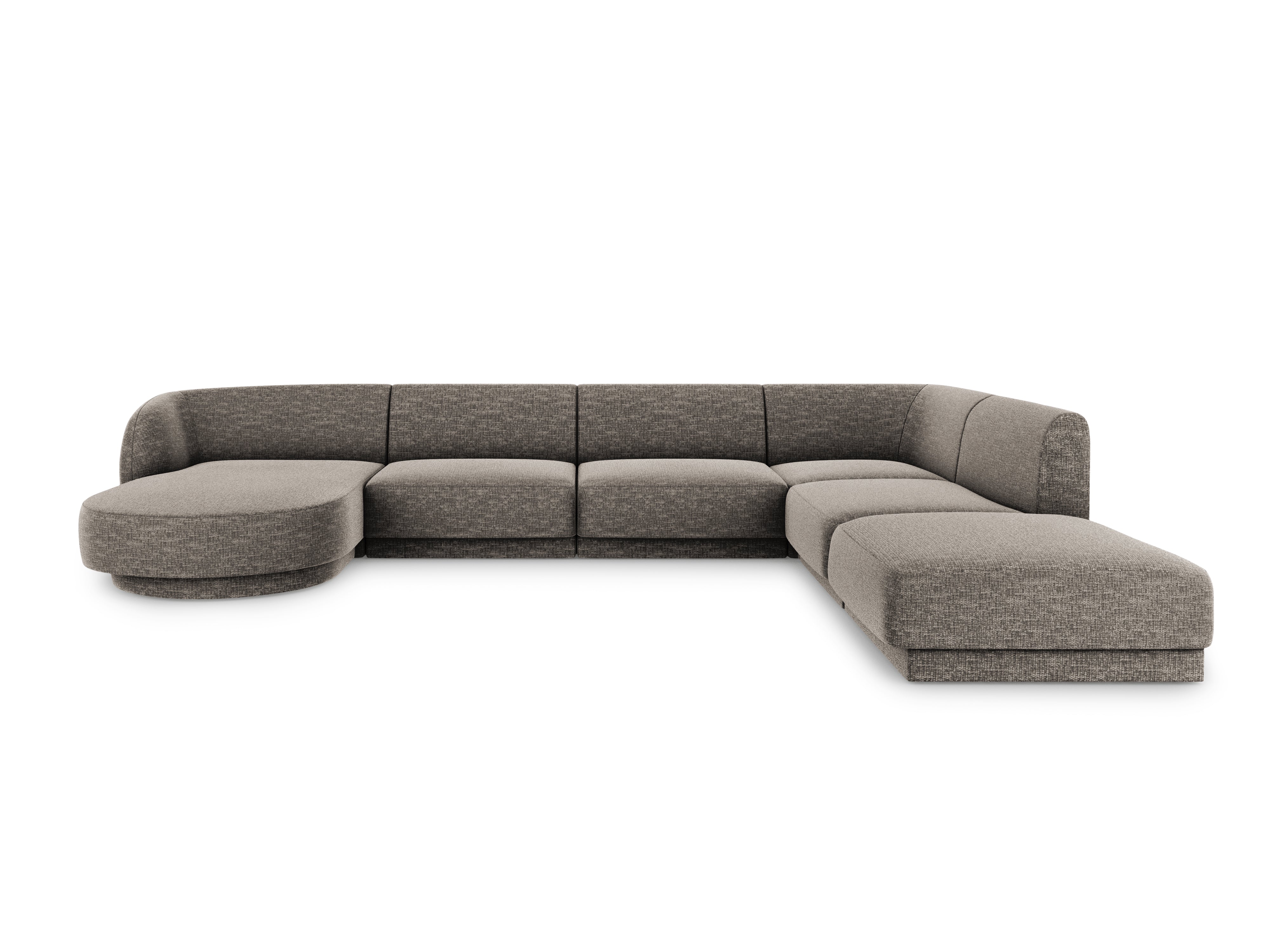 Sofa prawostronna panoramiczna w tkaninie szenilowej 6-osobowa MILEY szary Micadoni Eye on Design