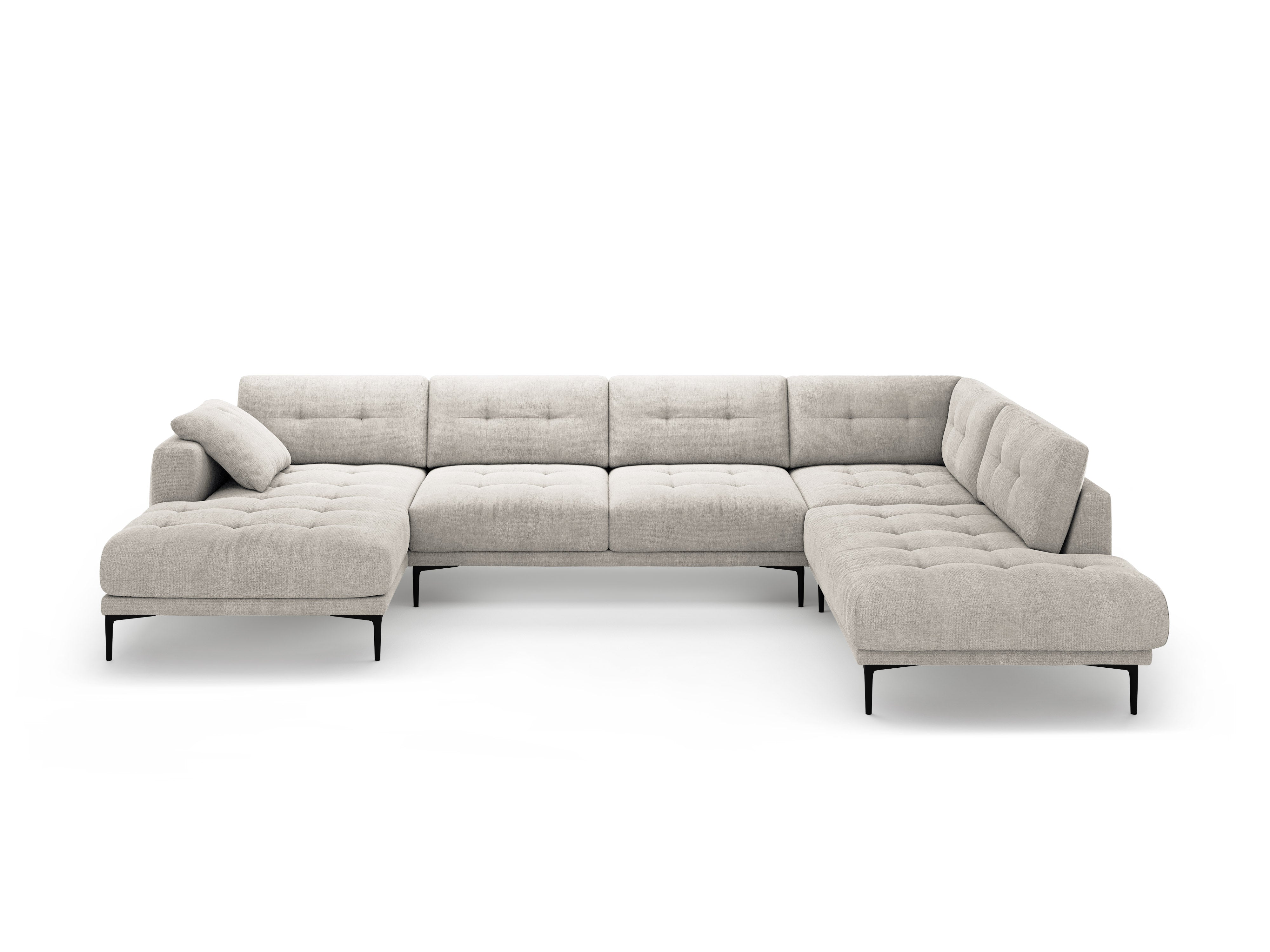 Right-hand panoramic corner sofa BEMY beige chenille