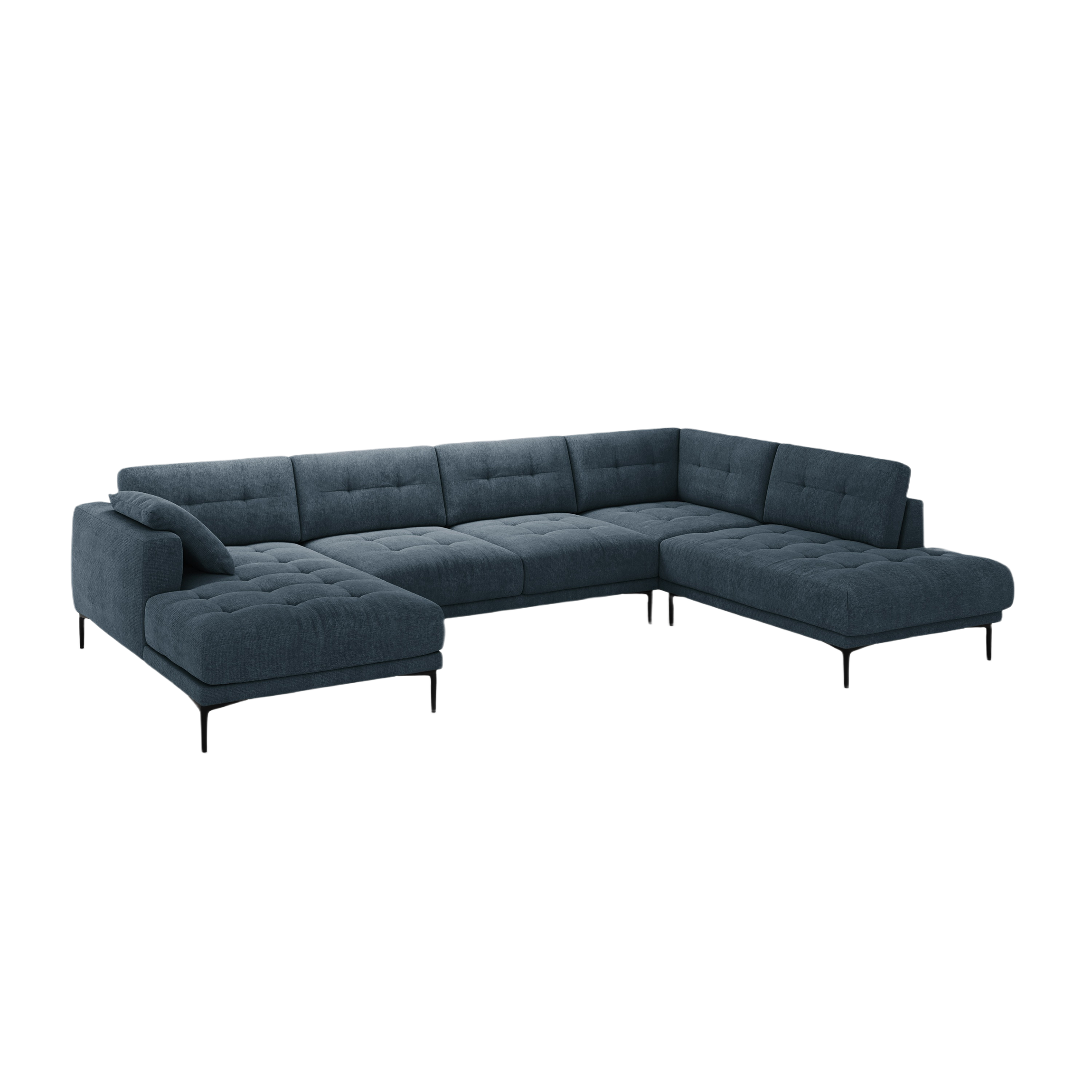 Panoramische rechterhoekbank BEMY donkerblauw chenille