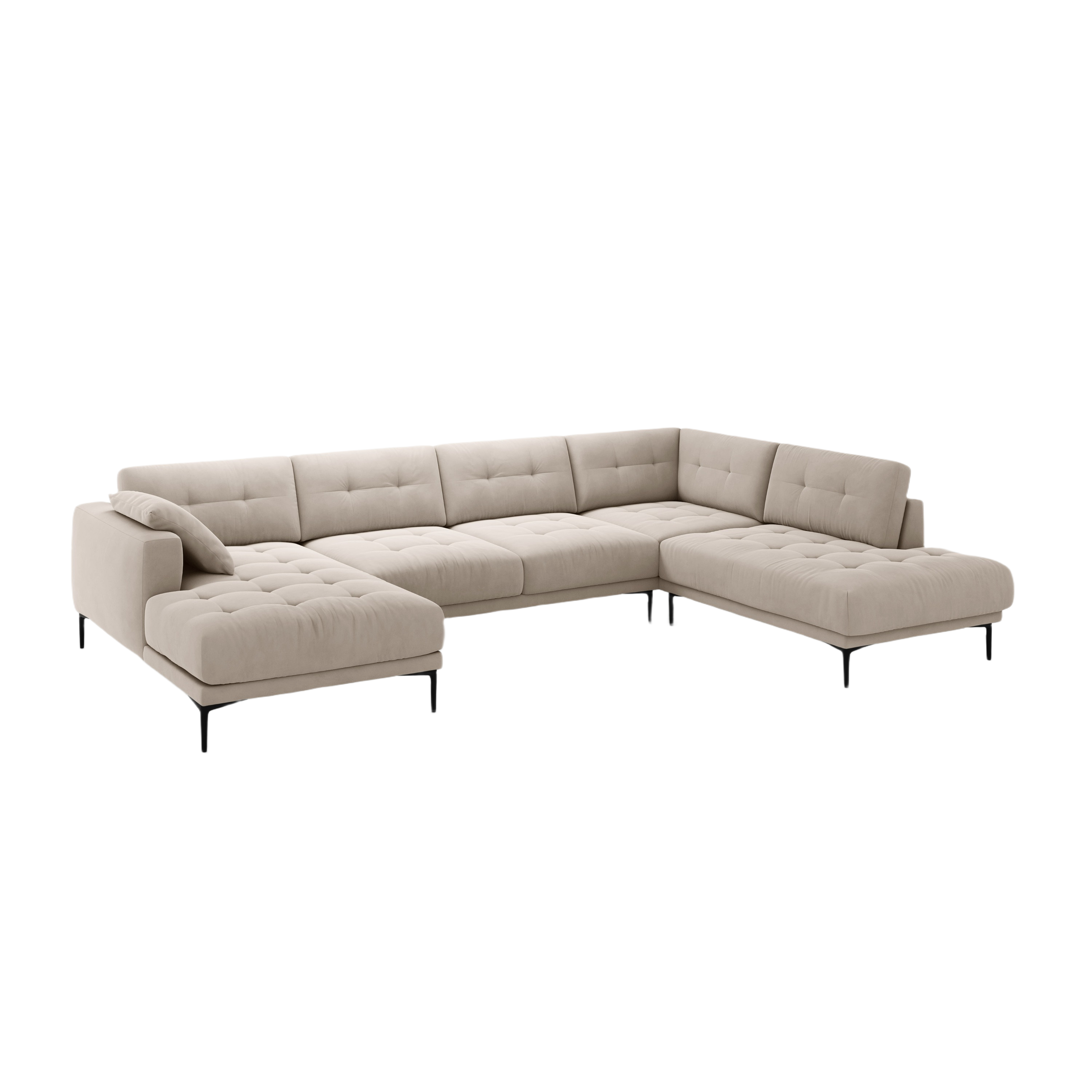 Right-facing panoramic corner sofa velvet BEMY beige