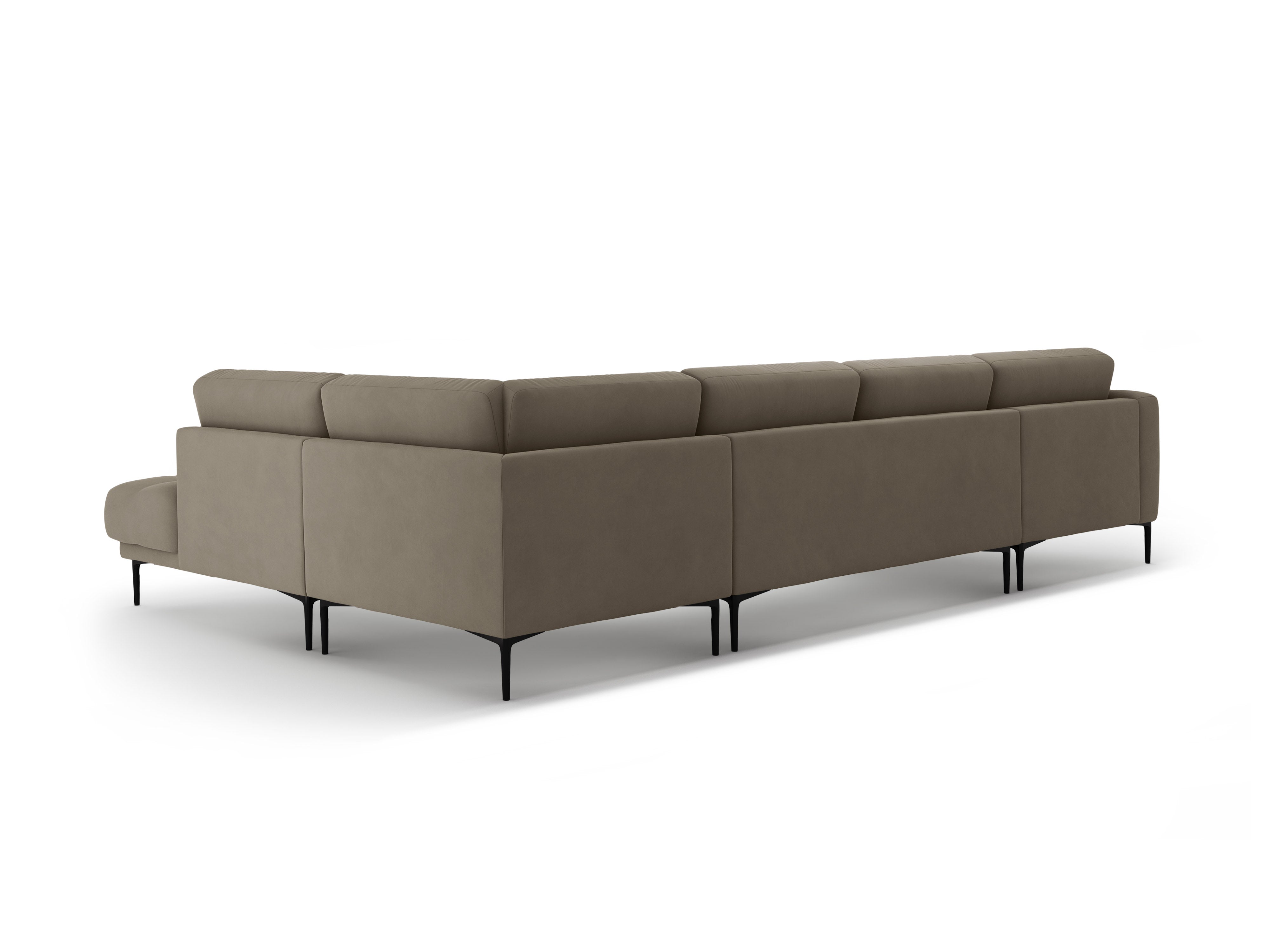 Right-sided panoramic corner sofa velvet BEMY gray-brown