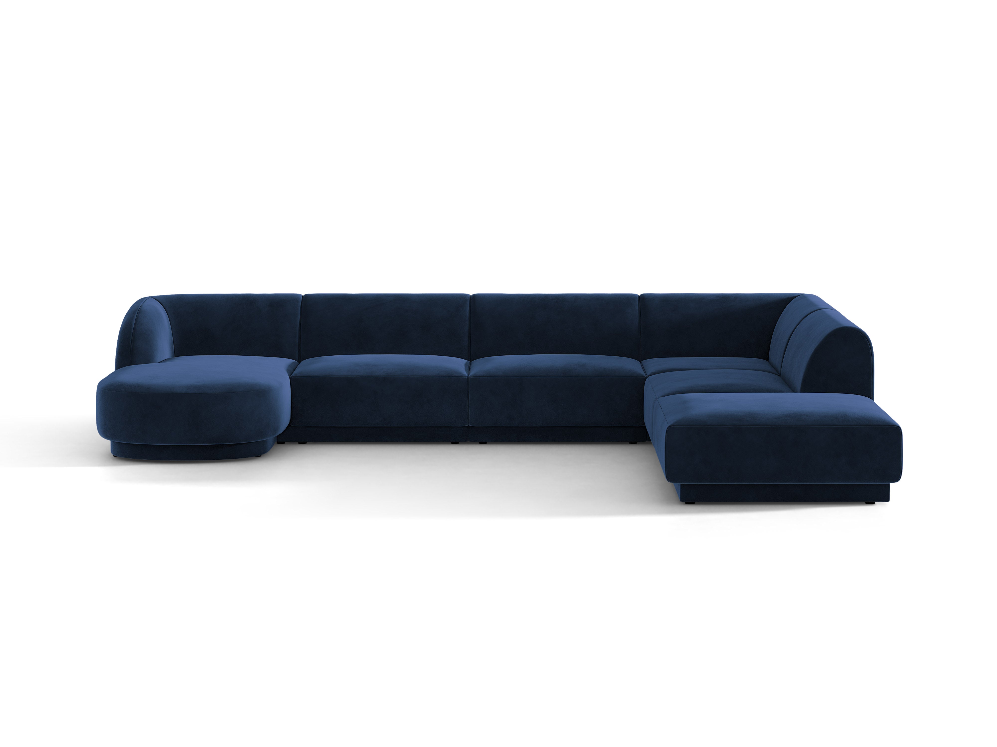 Fluwelen U-vormige hoekbank voor 6 personen rechts MILEY marineblauw