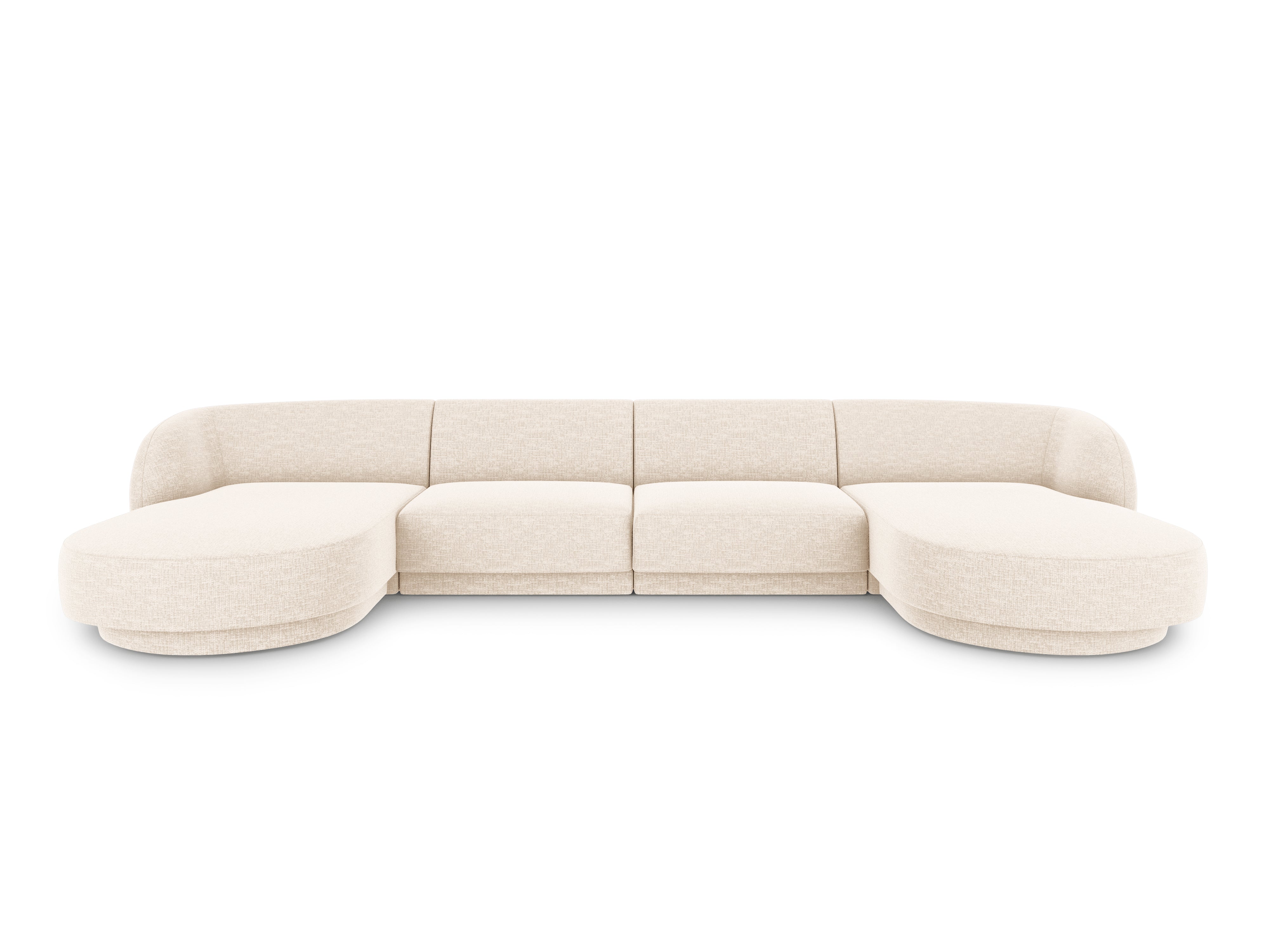 Sofa panoramiczna w tkaninie szenilowej MILEY jasnobeżowy Micadoni Eye on Design