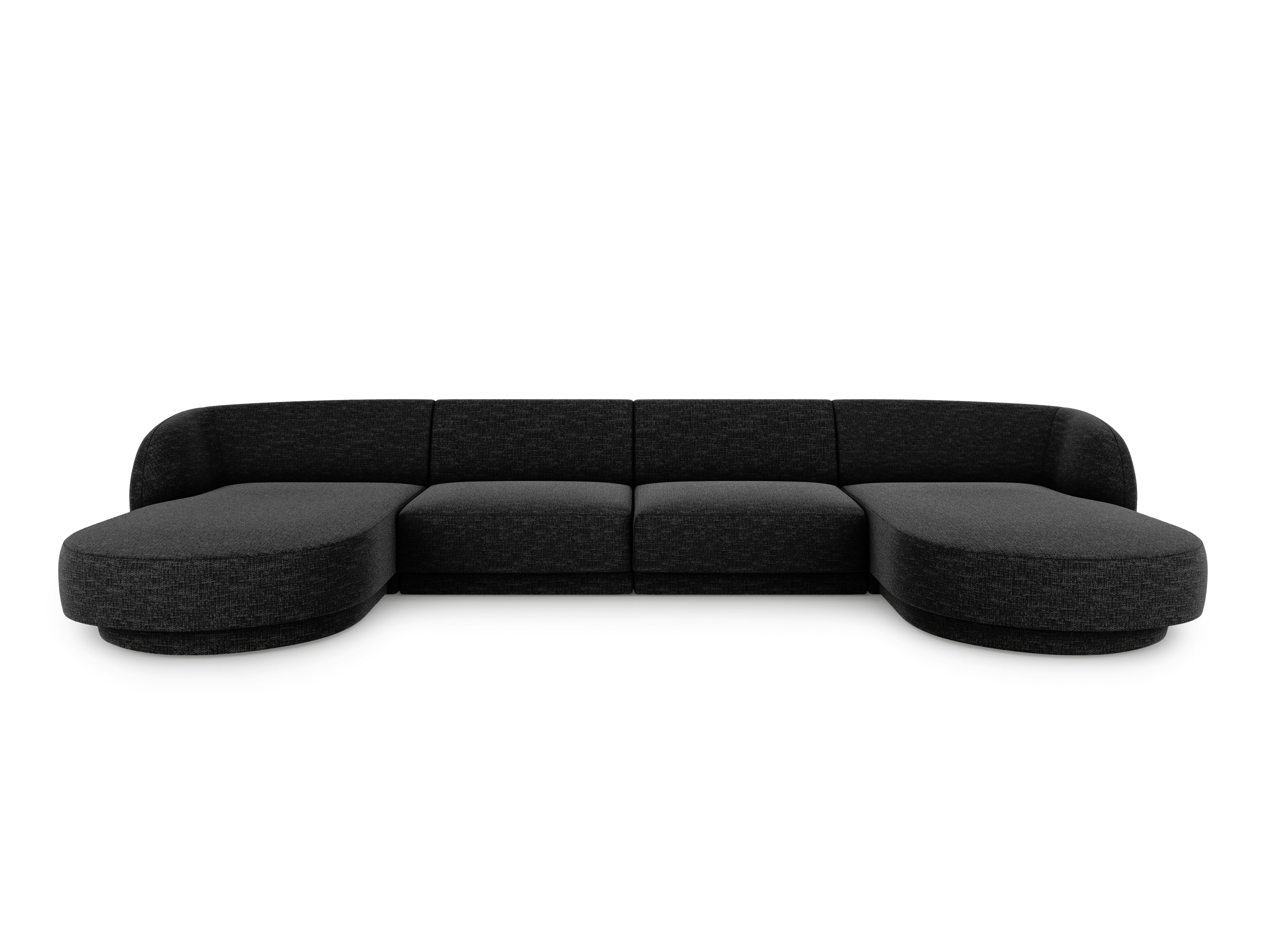 Sofa panoramiczna w tkaninie szenilowej MILEY czarny Micadoni Eye on Design