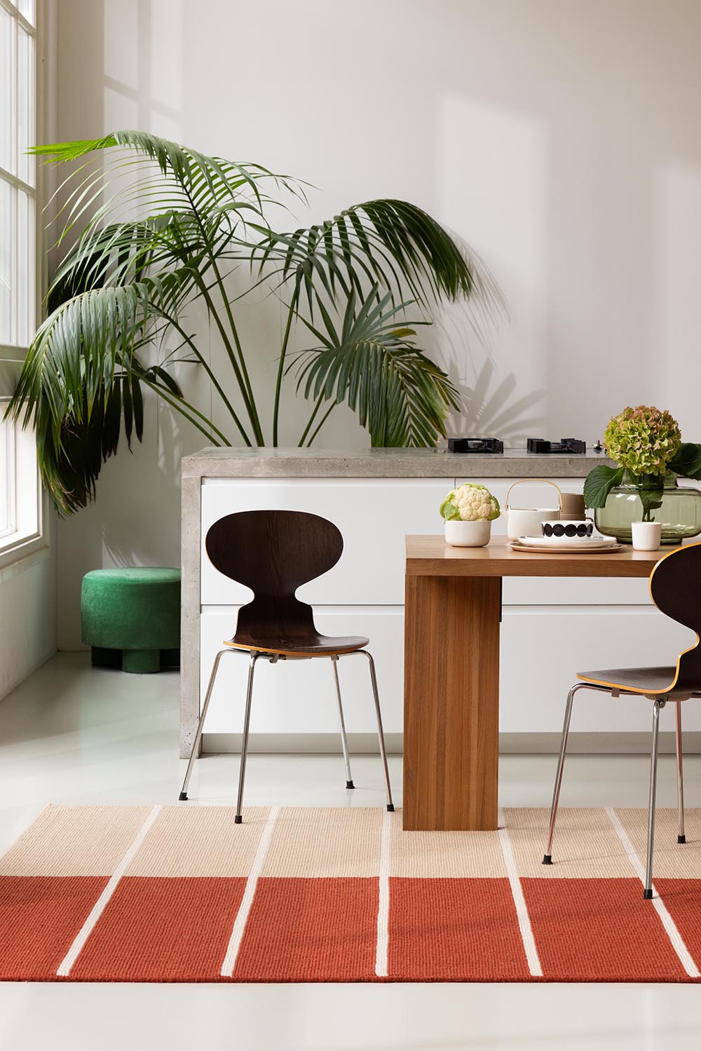 Wollen tapijt TIIBET beige-rood