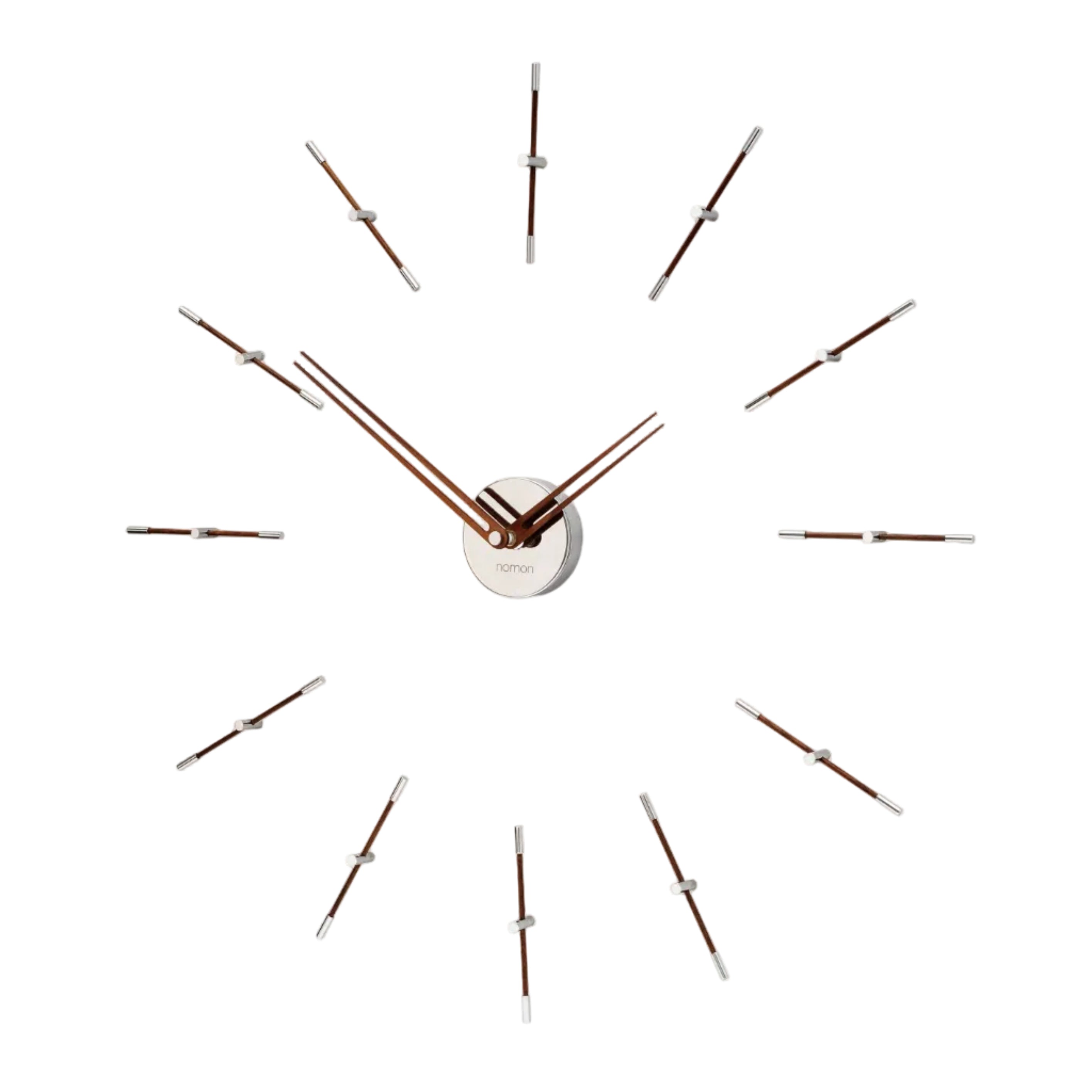 MERLIN MINI wall clock walnut wood with chrome finish