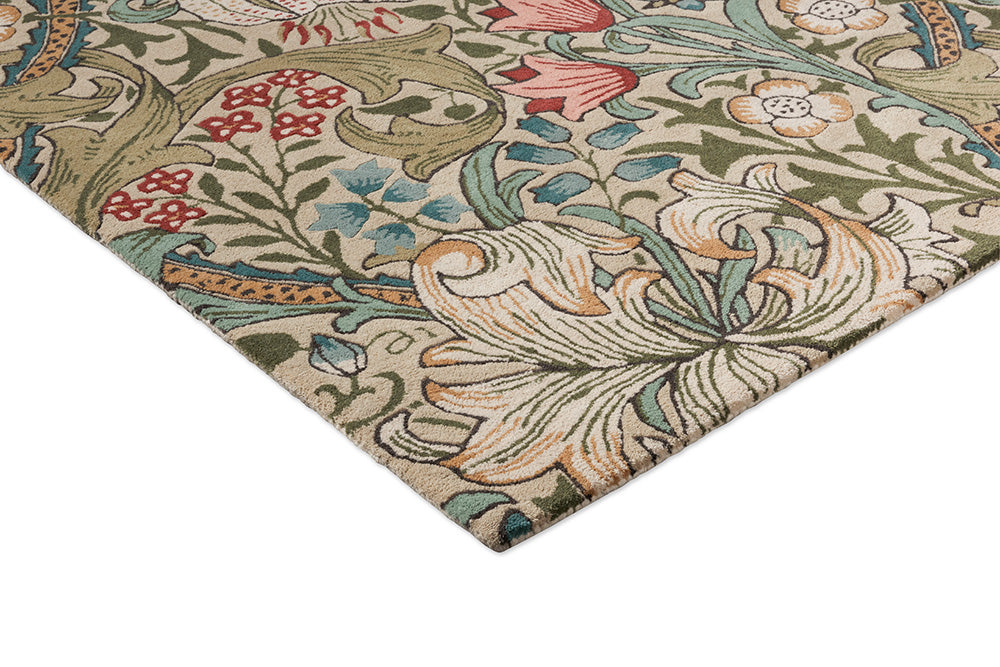 GOLDEN LILY Green Carpet with Beige