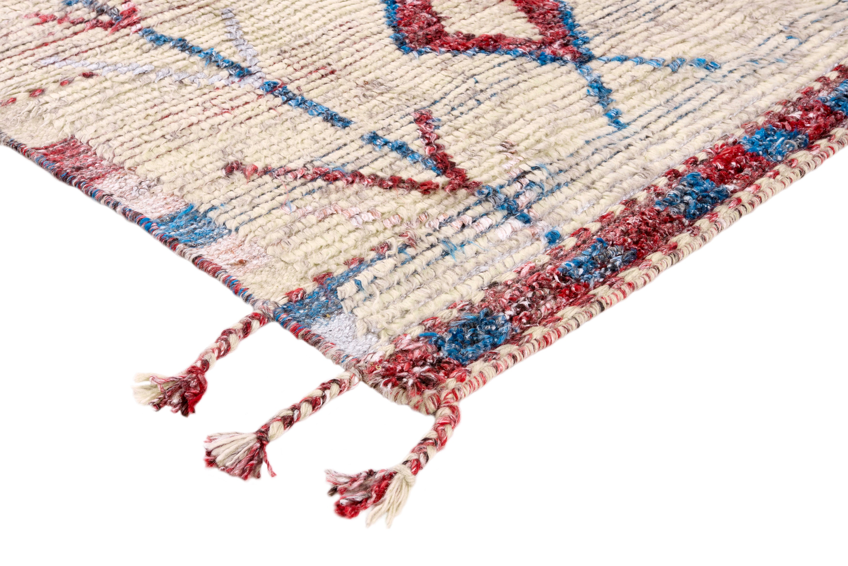 Teppich TRIBE beige mit Rot und Blau
