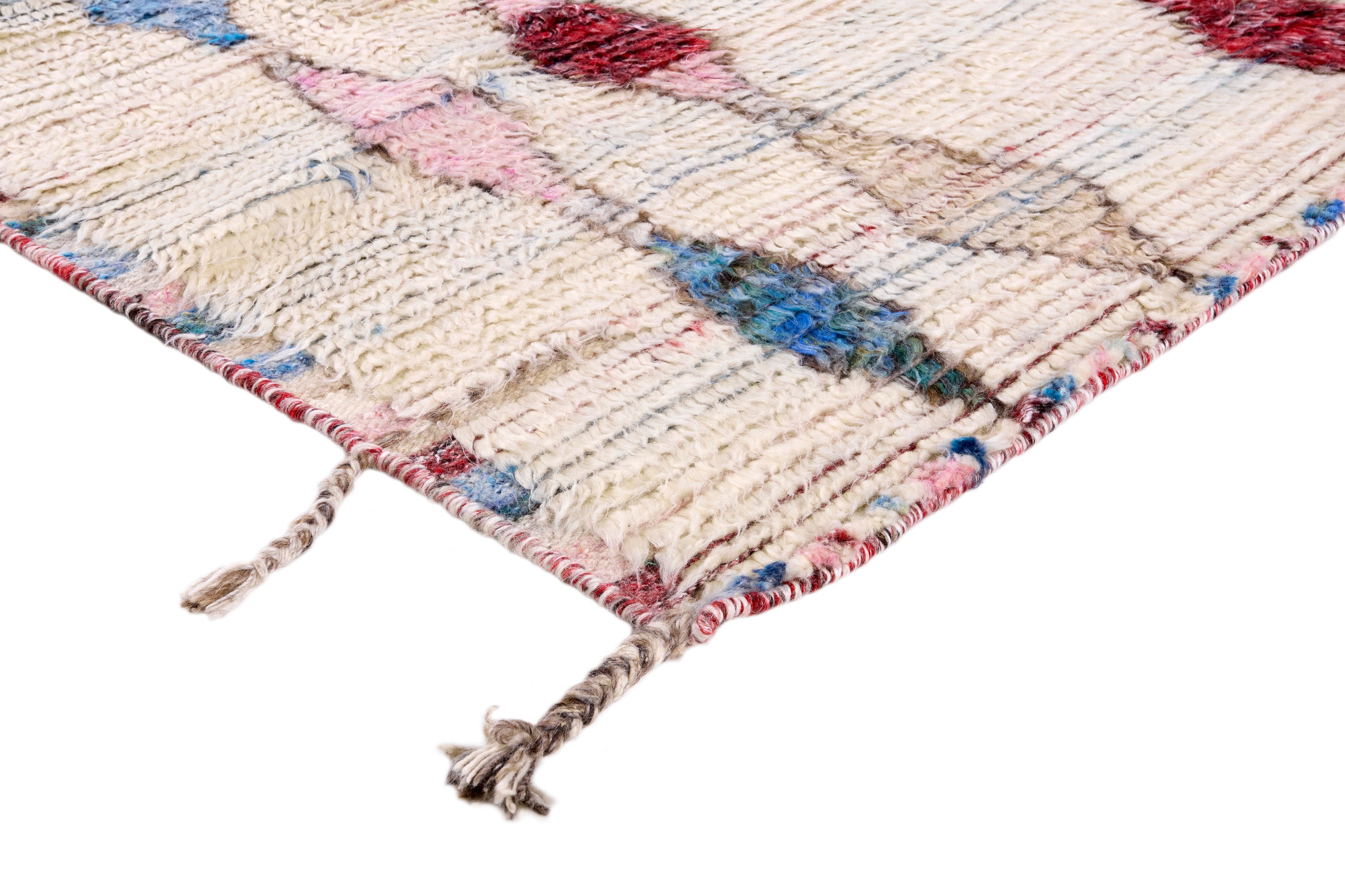 TRIBE beige rug with blue