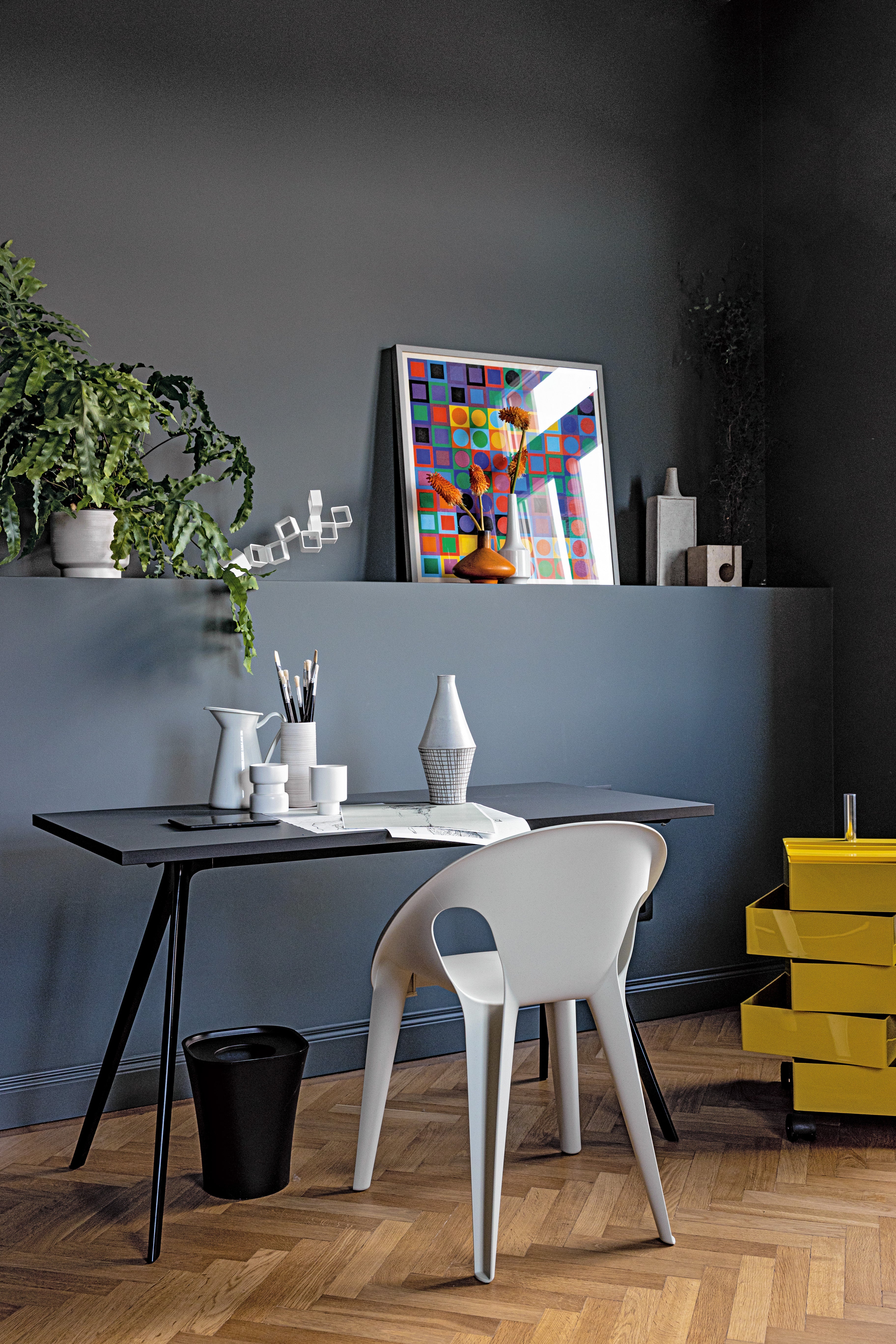 Bureau BAGUETTE bordeaux met zwarte basis