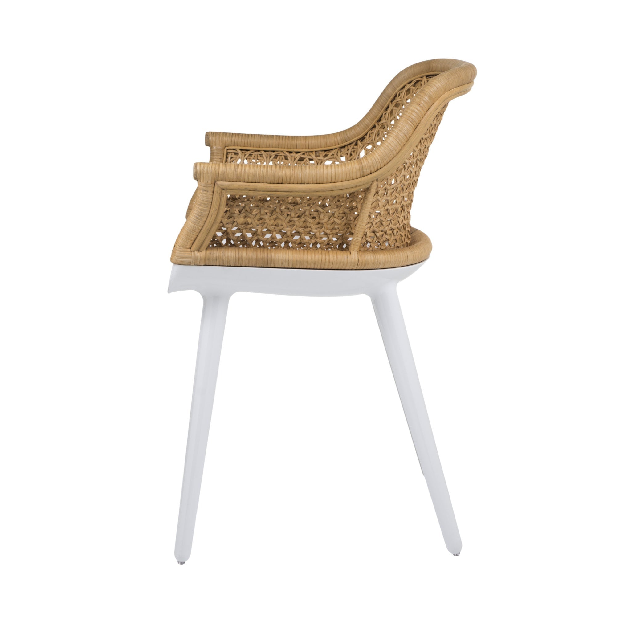 CYBORG ELEGANT Stuhl, weißes Gestell, Korbrückenlehne