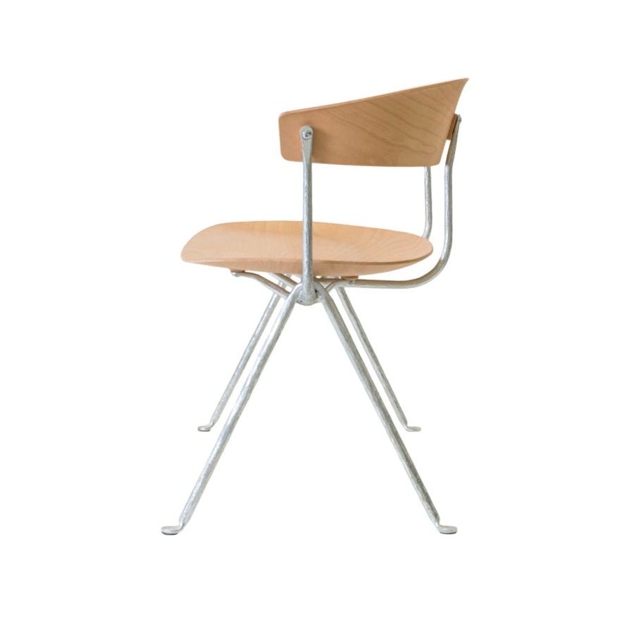 OFFICINA bench with backrest, metal base with beech seat