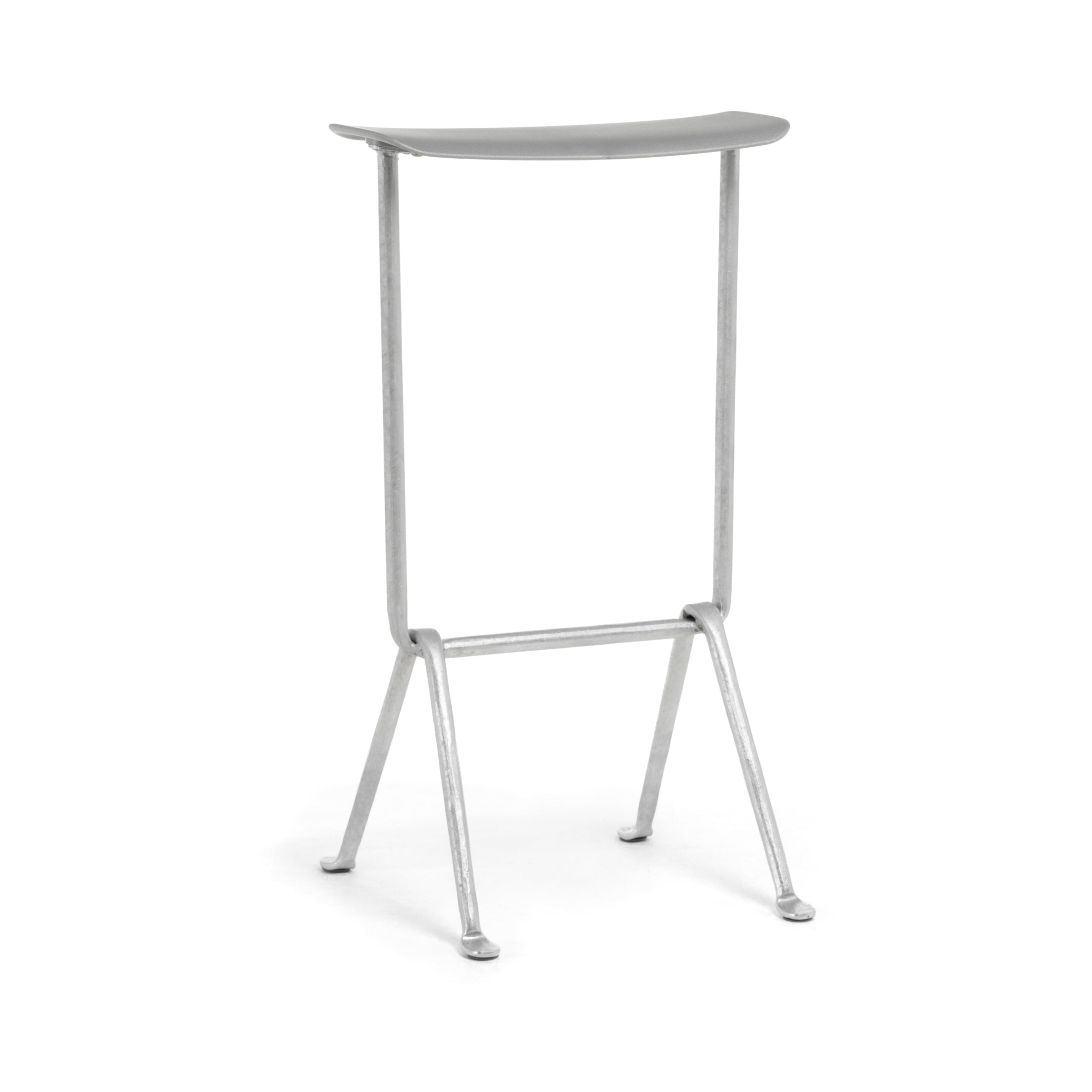OFFICINA bar stool with a metal base and metallic seat