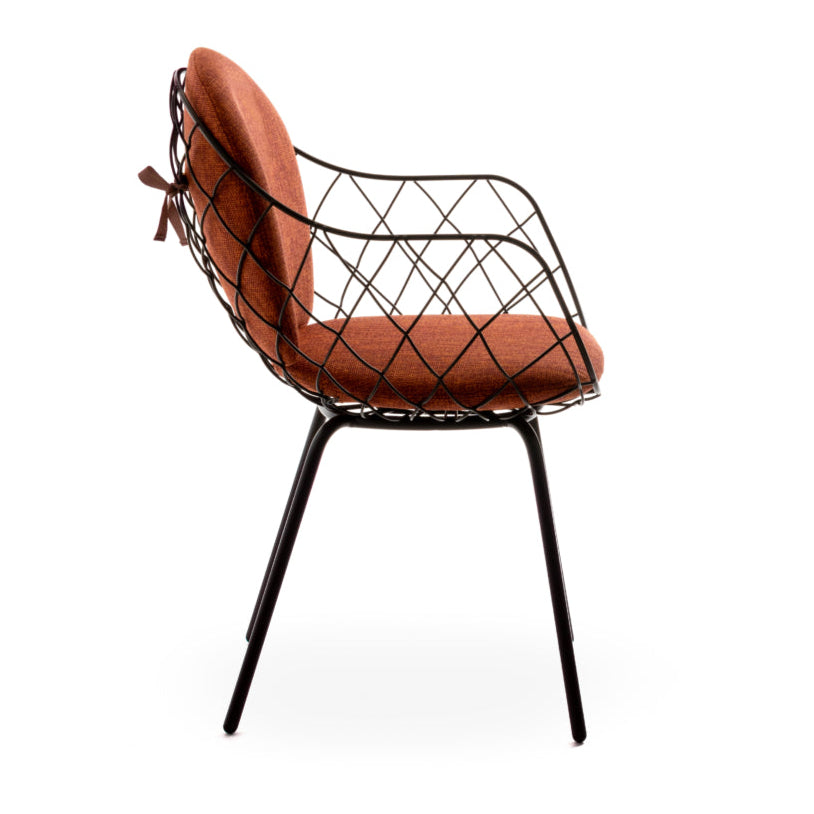 Outdoor chair PIÑA red with a brown base