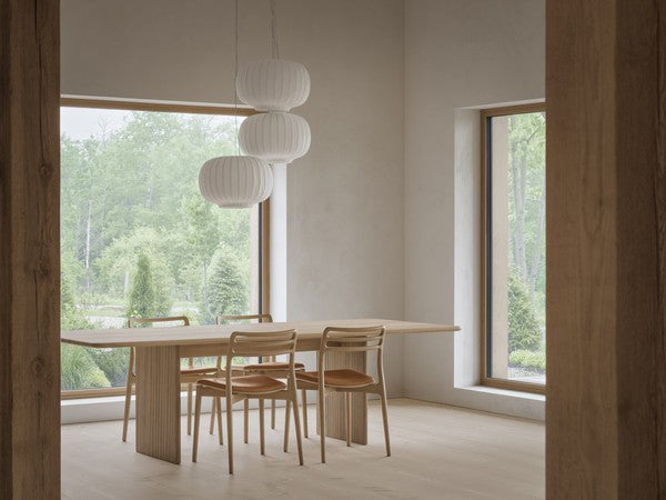 Stoel CABIN karamel leer met lichte eiken basis