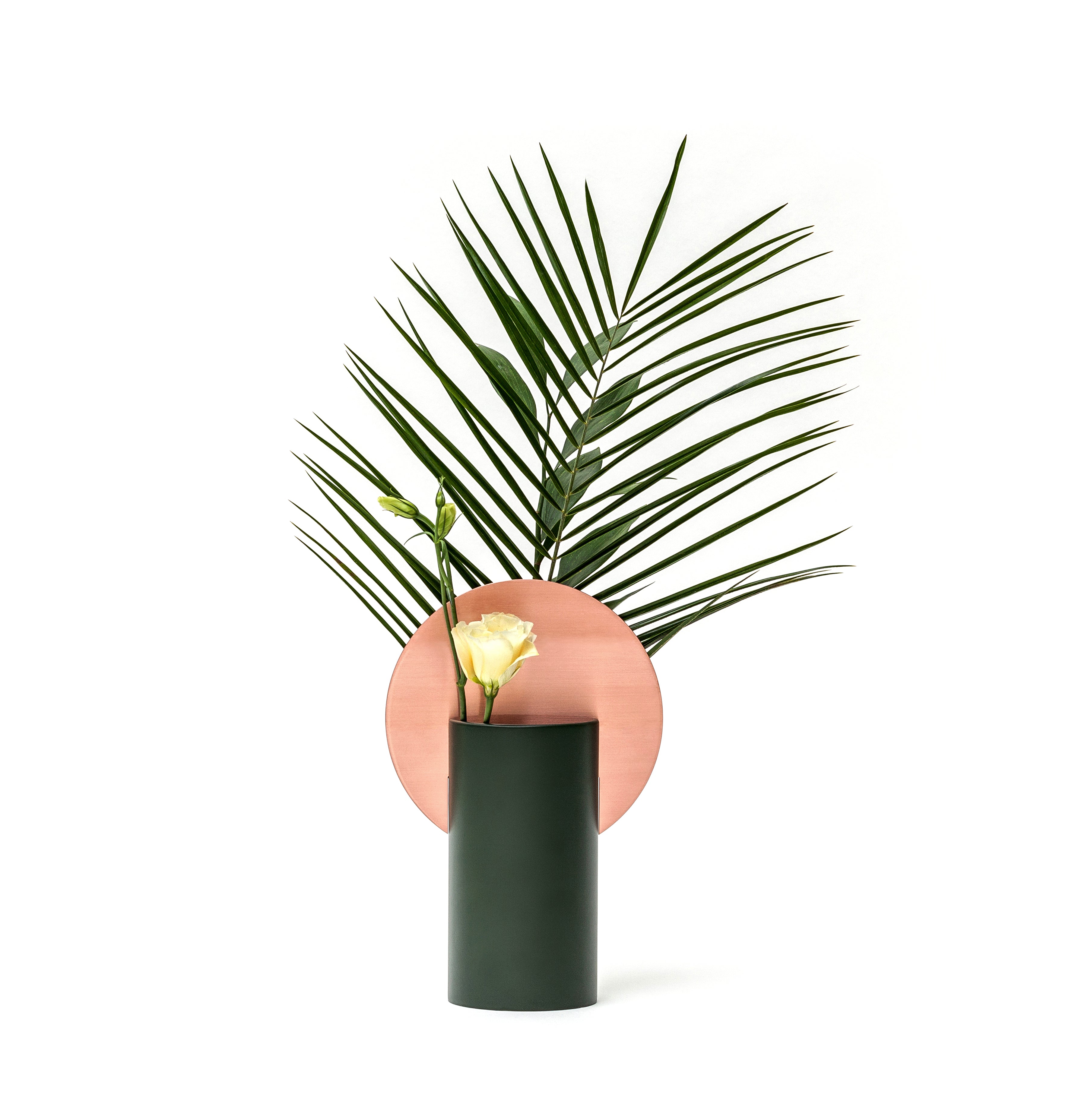 Vase MALEVICH dunkelgrün mit Kupfer