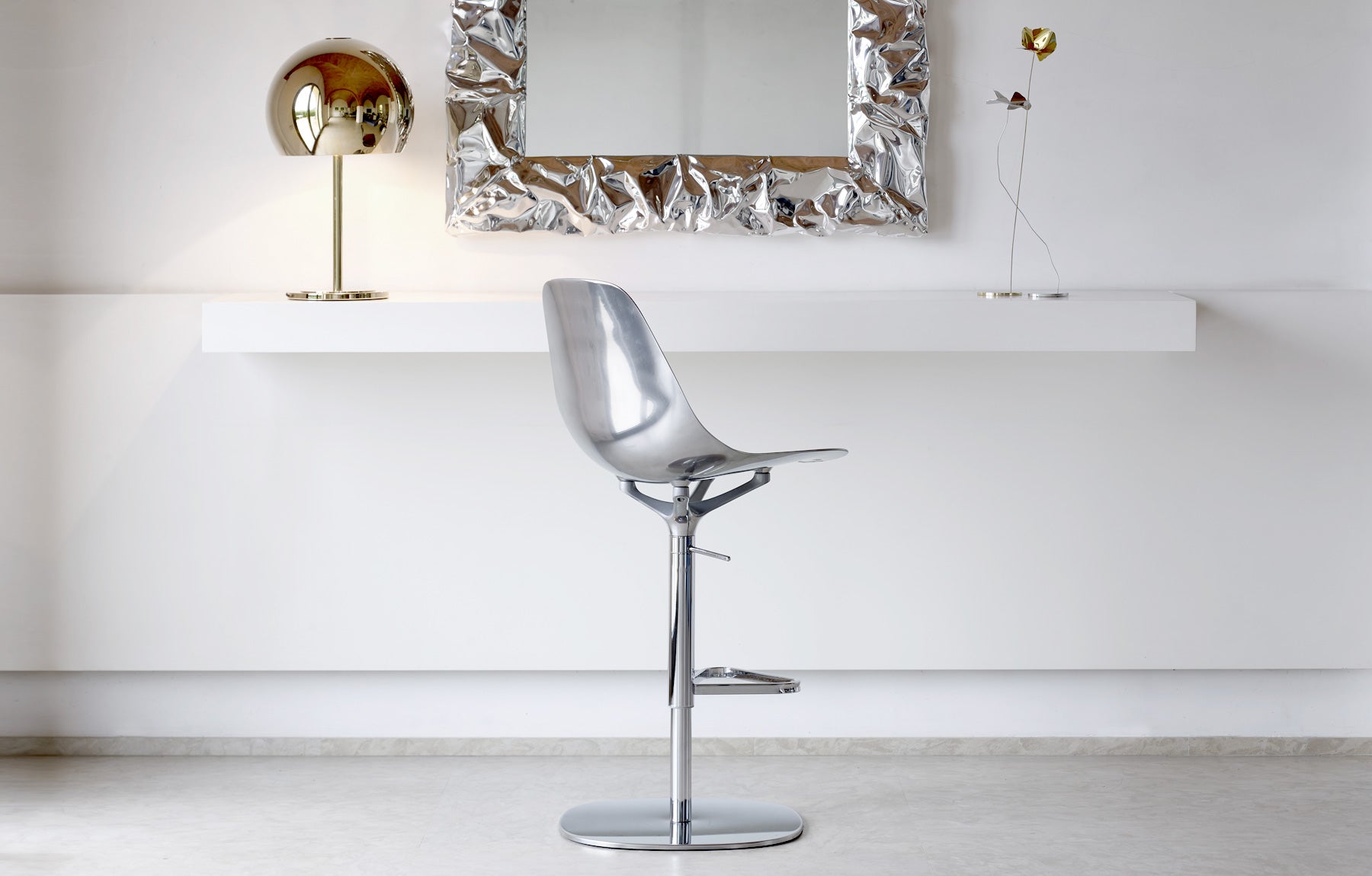 Verstelbare kruk MAMMAMIA gepolijst aluminium