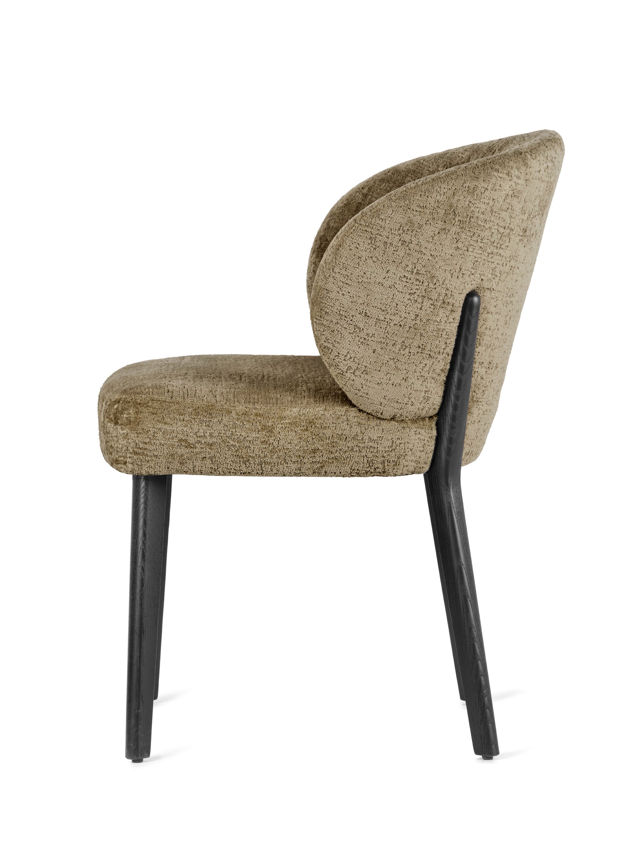 MARA upholstered chair with a black wooden base