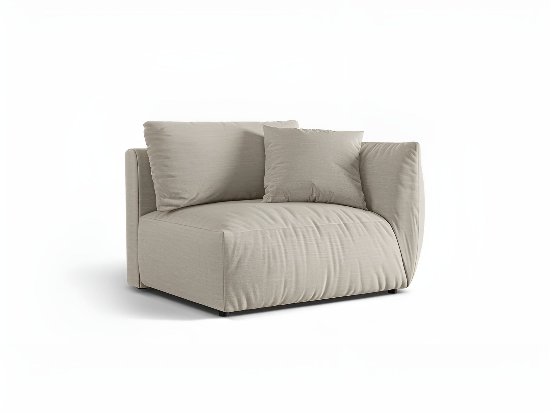 Modulares Sofa CHRIS - breites rechte Element in cremefarbenem Chenille