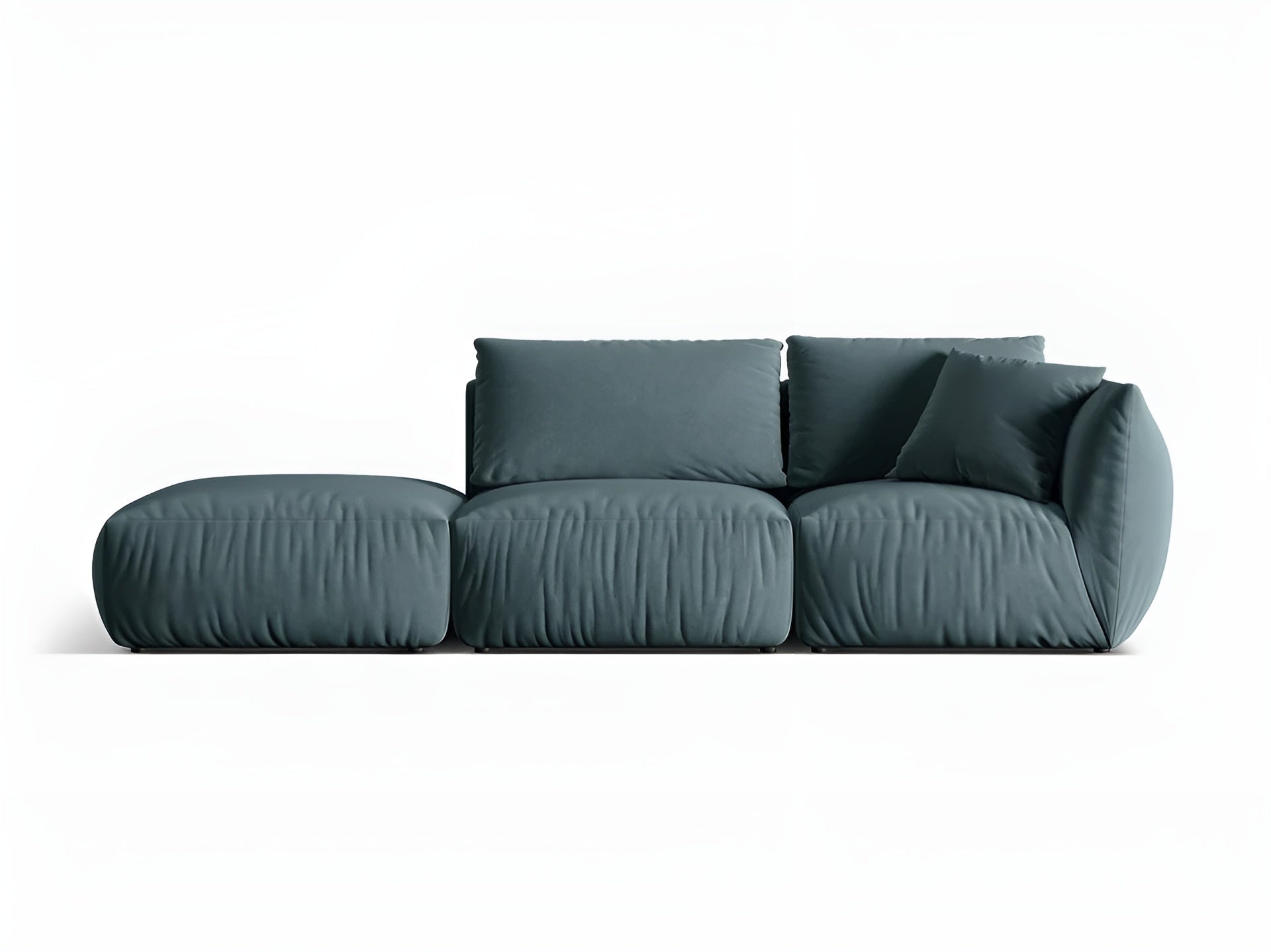 Left-facing 3-seater velvet modular sofa CHRIS light blue
