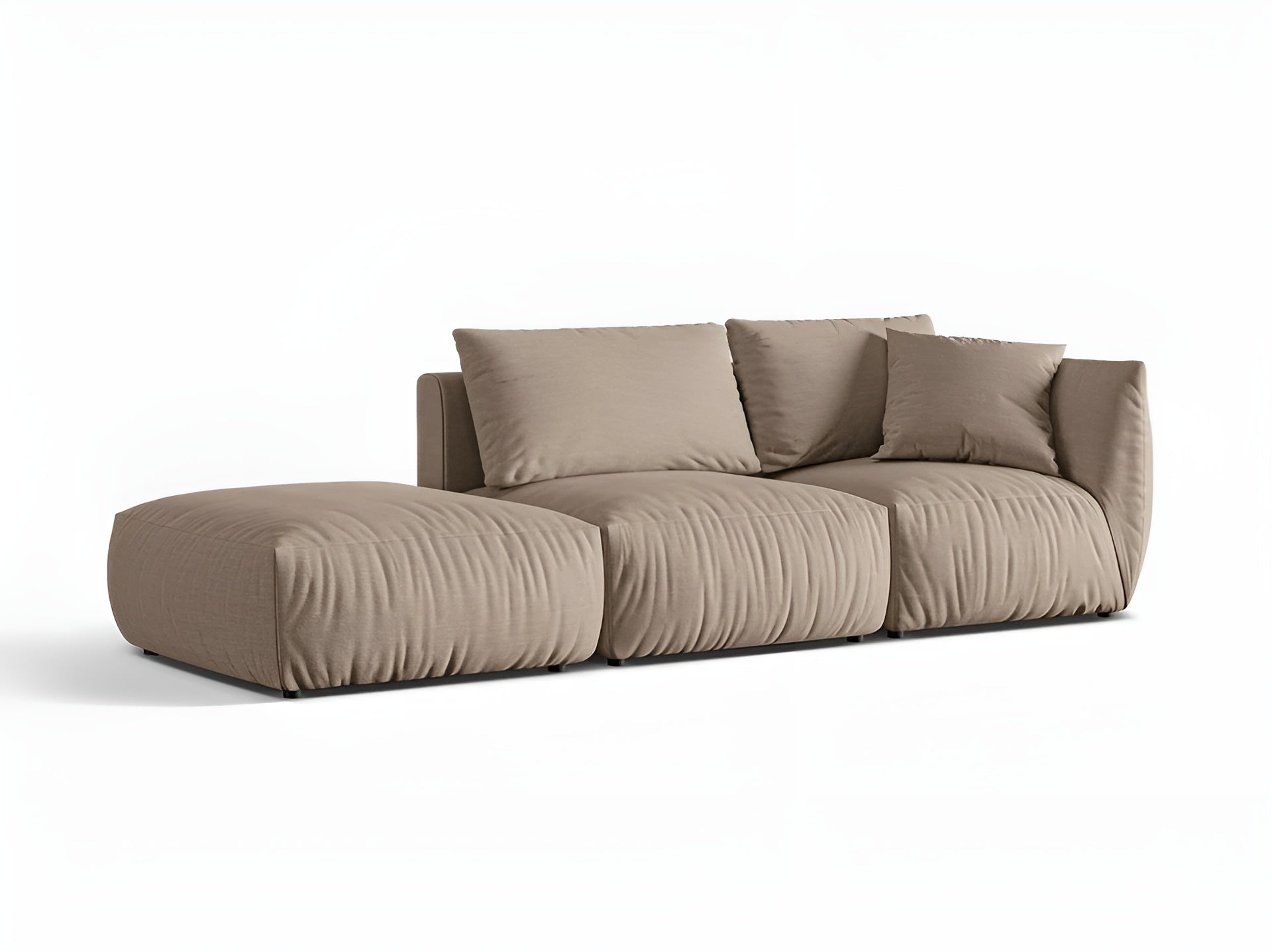 Modulares 3-Sitzer Sofa links CHRIS sandfarbener Chenille
