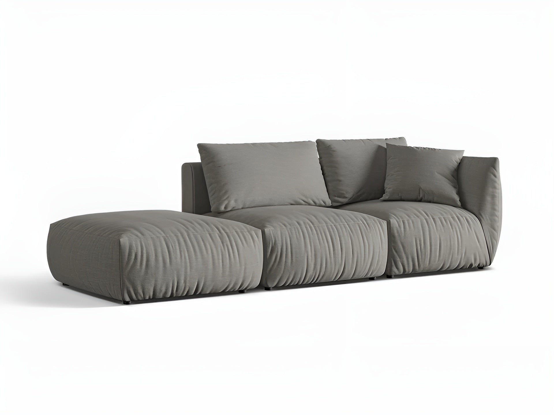 Left-facing 3-seater modular sofa CHRIS gray chenille