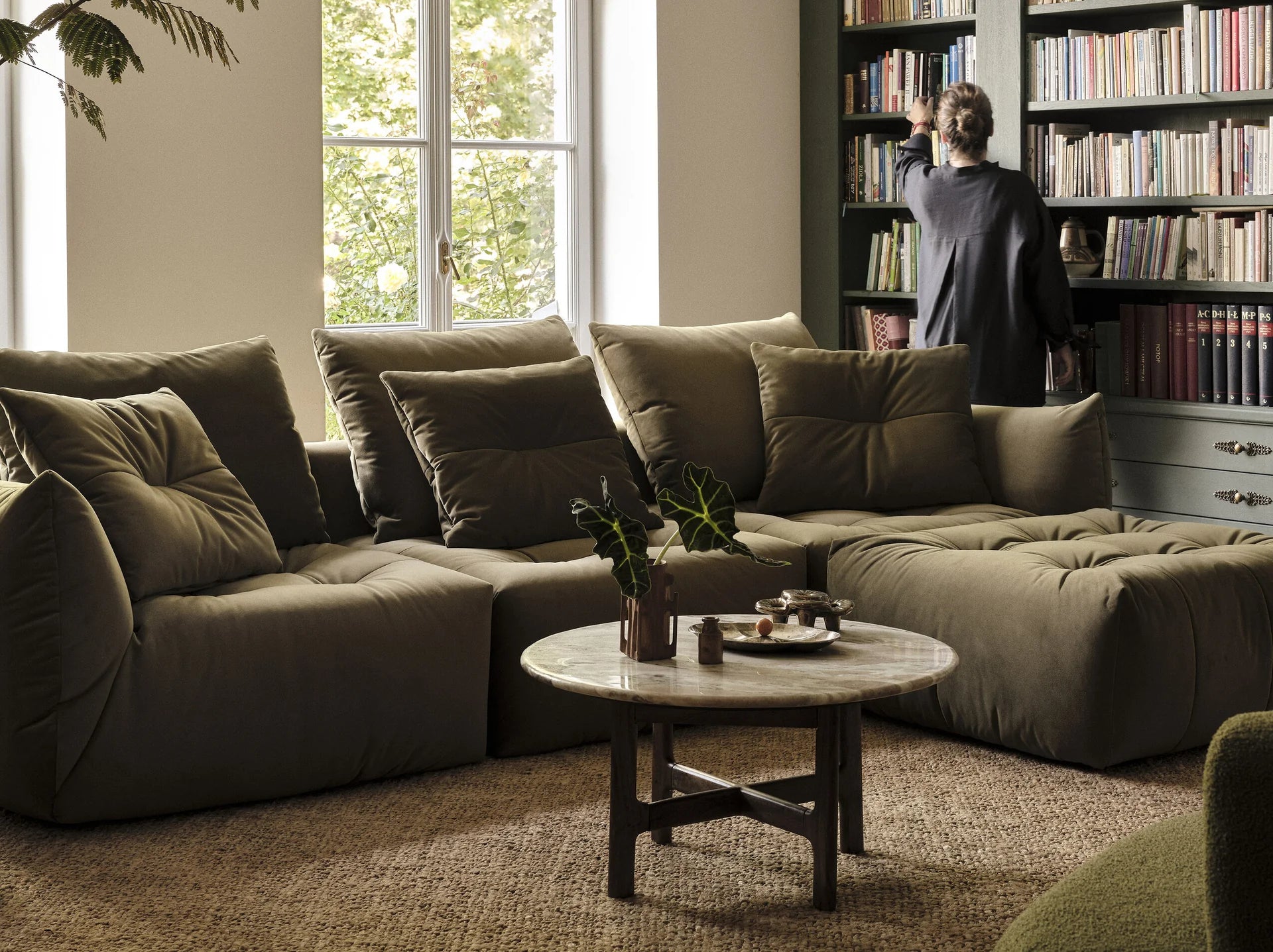 3-seater velvet sofa yellow Bloom