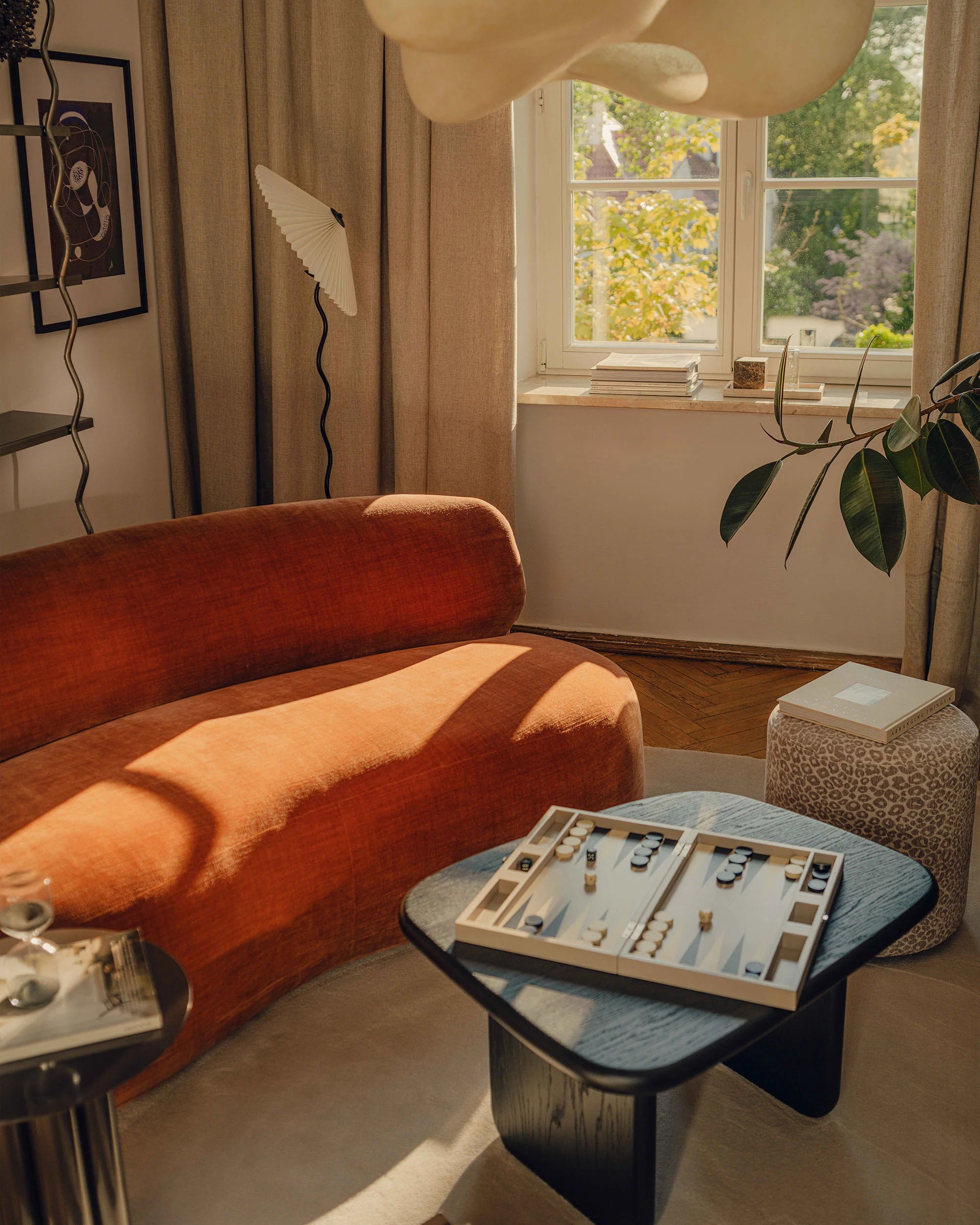 Sofa 3-zits AURA in lichtolijfkleurig chenille