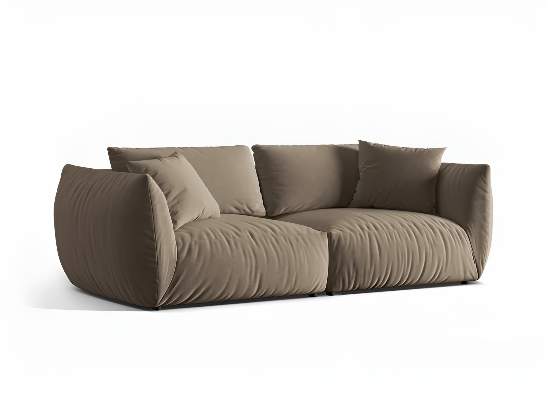 CHRIS light brown velvet 4-seater sofa