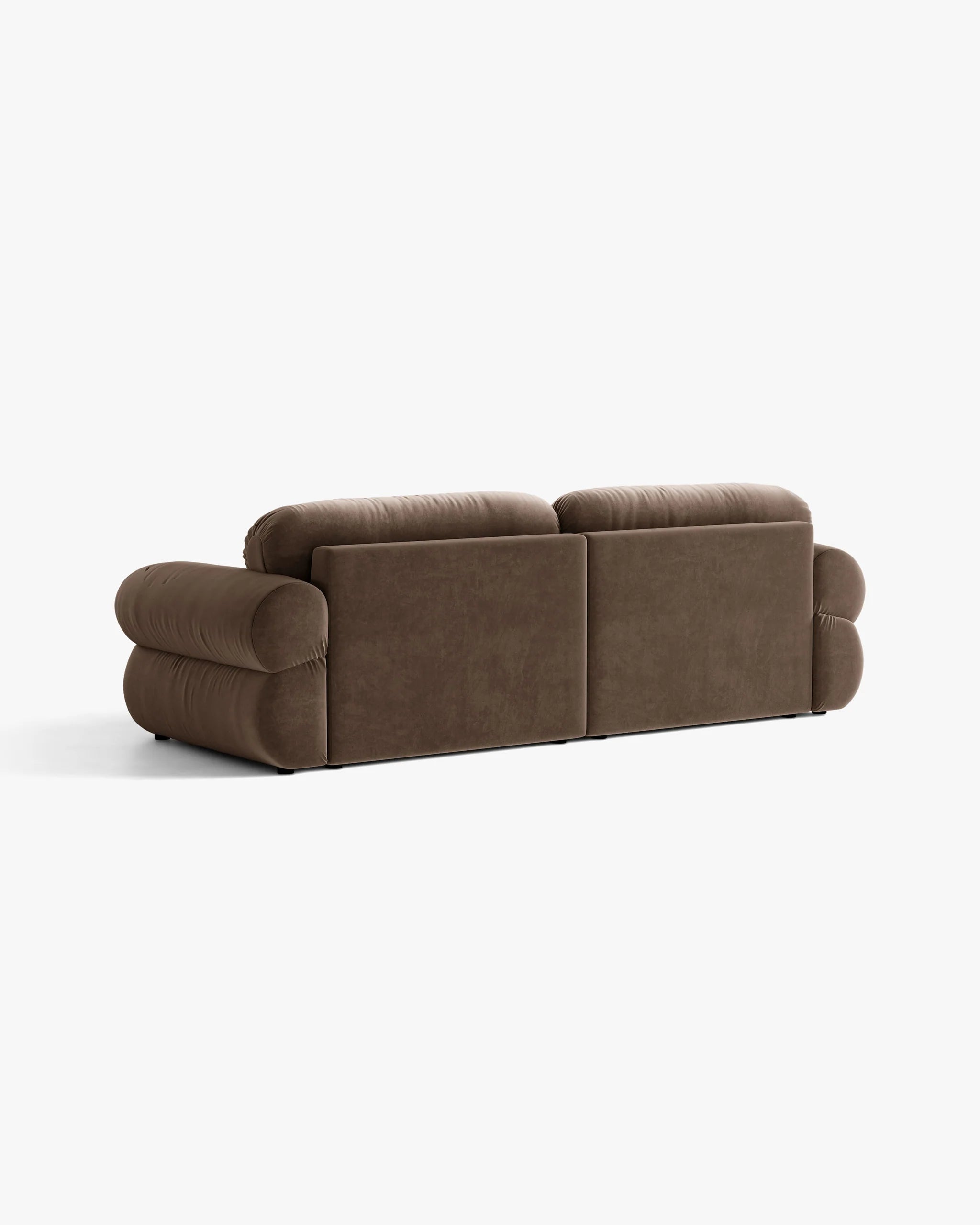 Sofa voor 4 personen van fluweel OPHELIA in chocoladebruin