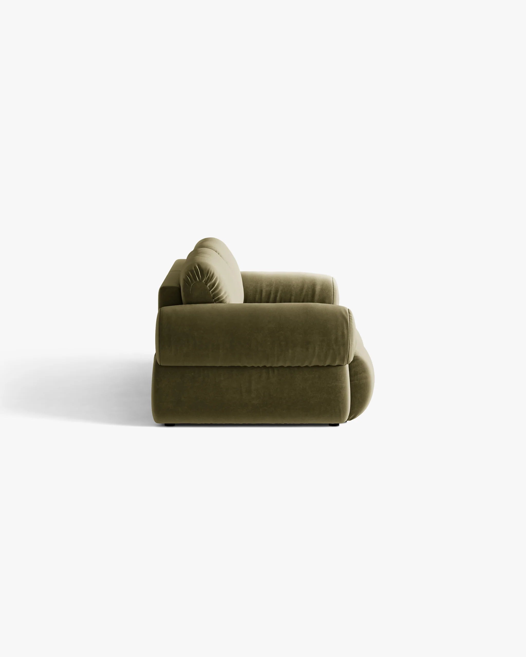 Sofa voor 4 personen, fluwelen OPHELIA in olijfgroen