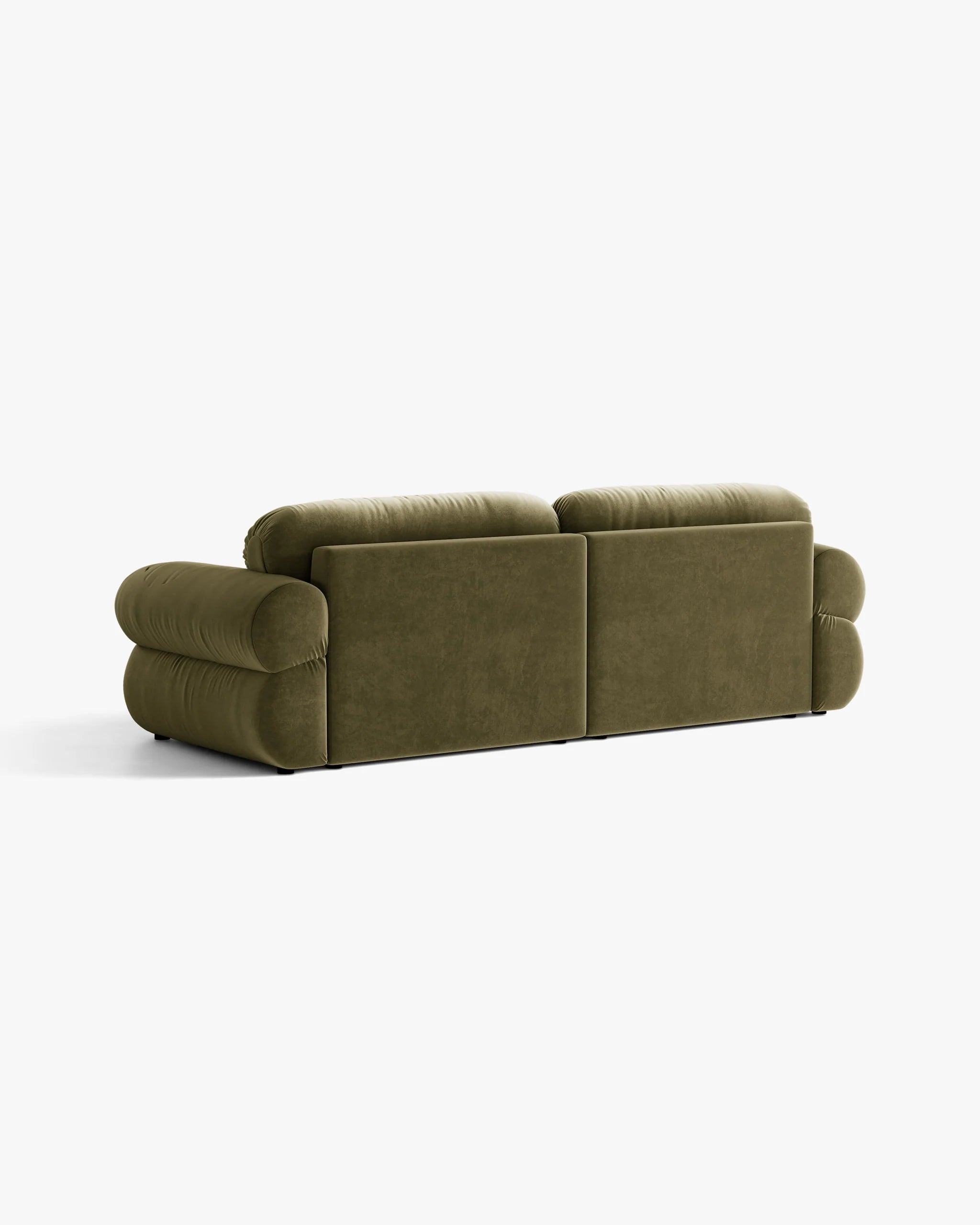 Sofa voor 4 personen, fluwelen OPHELIA in olijfgroen