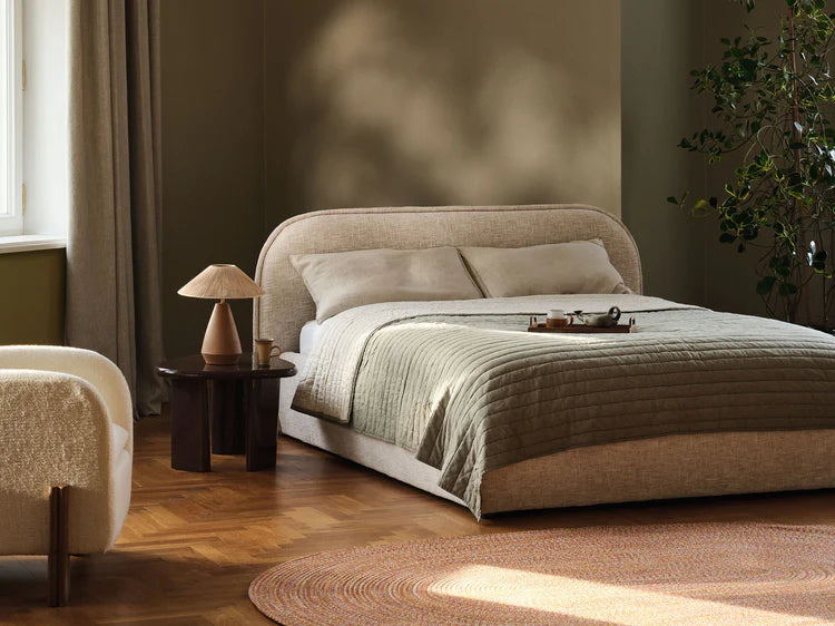 Bett MURADA braun-grauer Melange Chenille