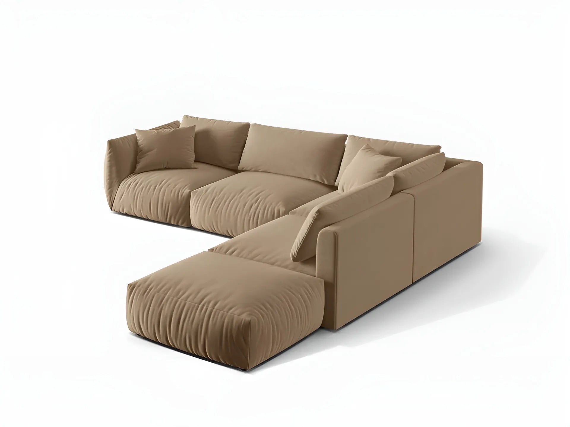 CHRIS Sand Right-Handed Velvet Modular Sofa for 4 People