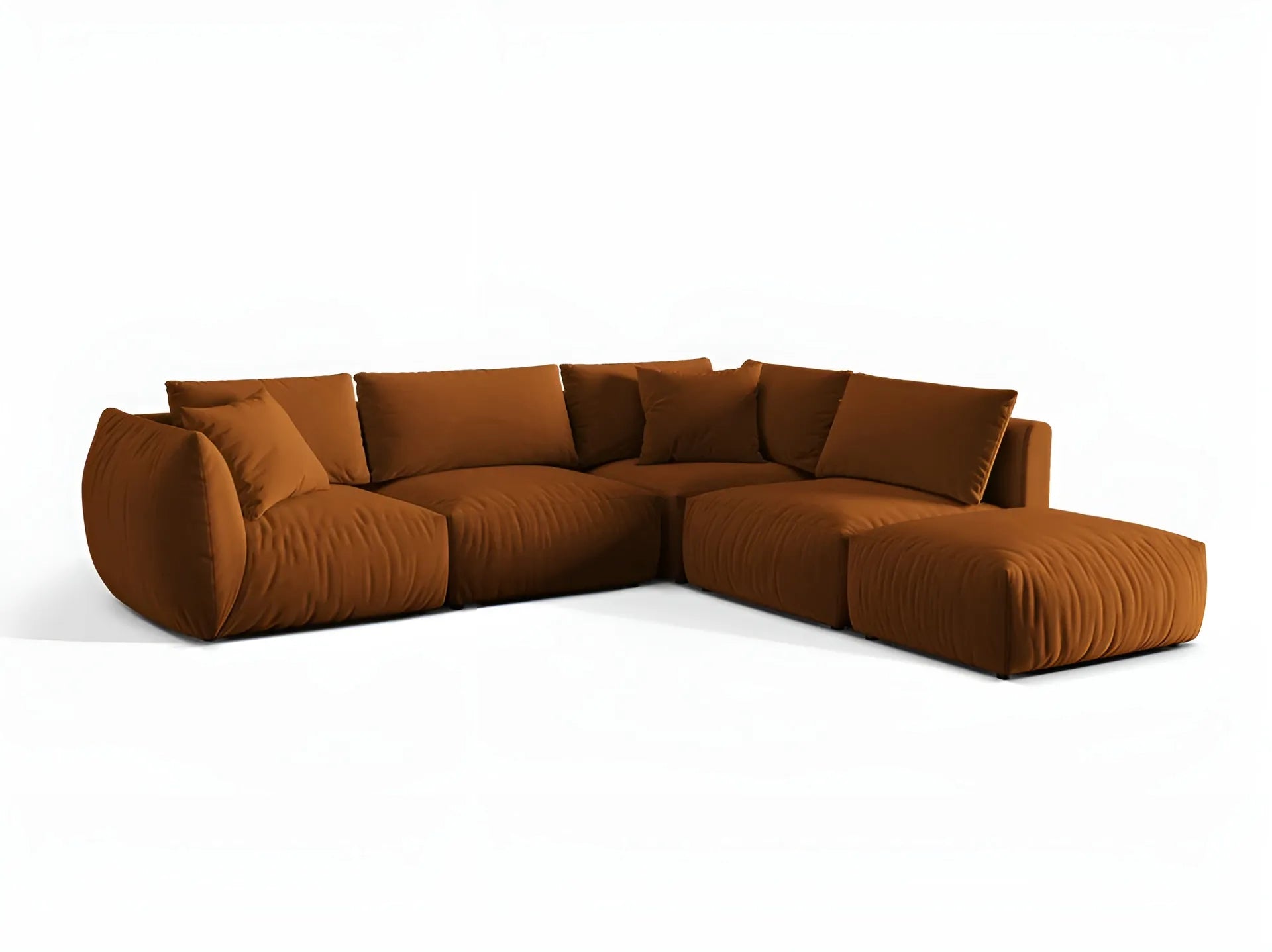 Modular velvet corner sofa for 4 people right-facing CHRIS terracotta