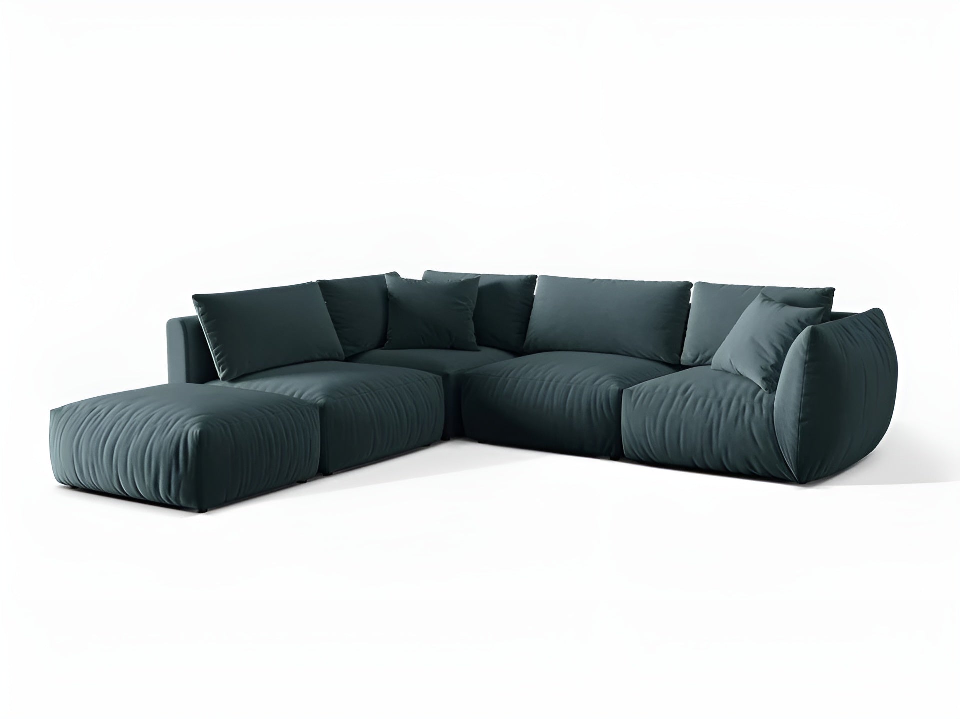 Velvet modular corner sofa for 4 people, left-sided, CHRIS in light blue