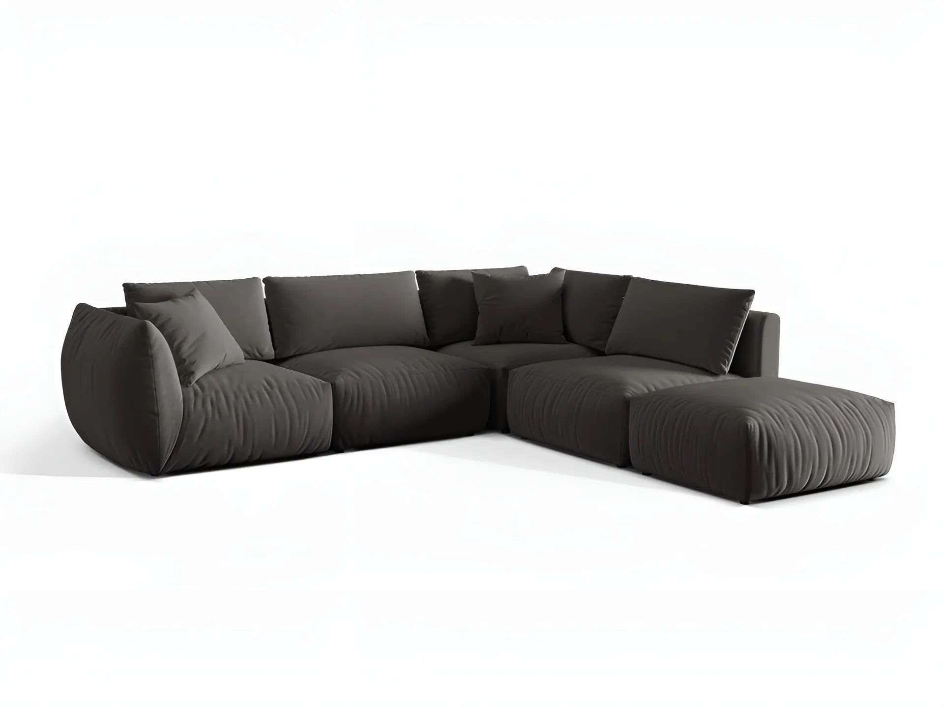 Modular velvet corner sofa for 4 people right-facing CHRIS dark gray