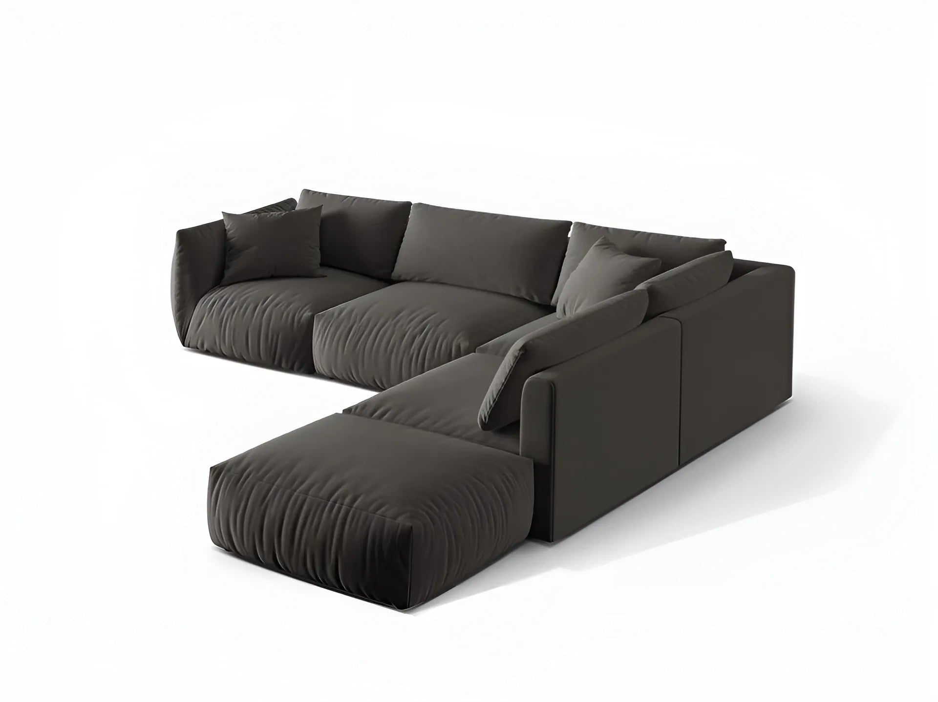 Modular velvet corner sofa for 4 people right-facing CHRIS dark gray