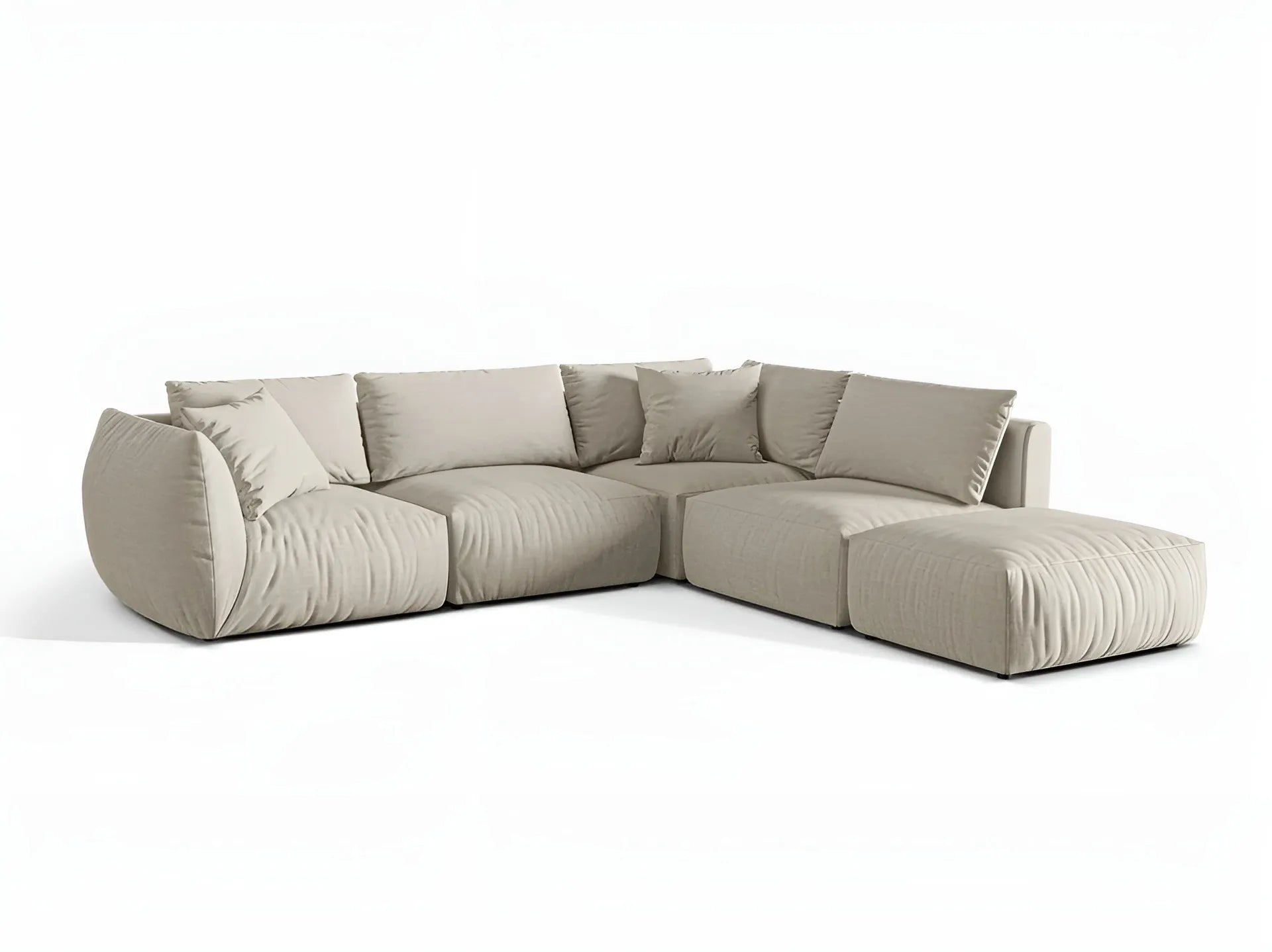 Modulares Ecksofa für 4 Personen rechts CHRIS cremefarbener Chenille