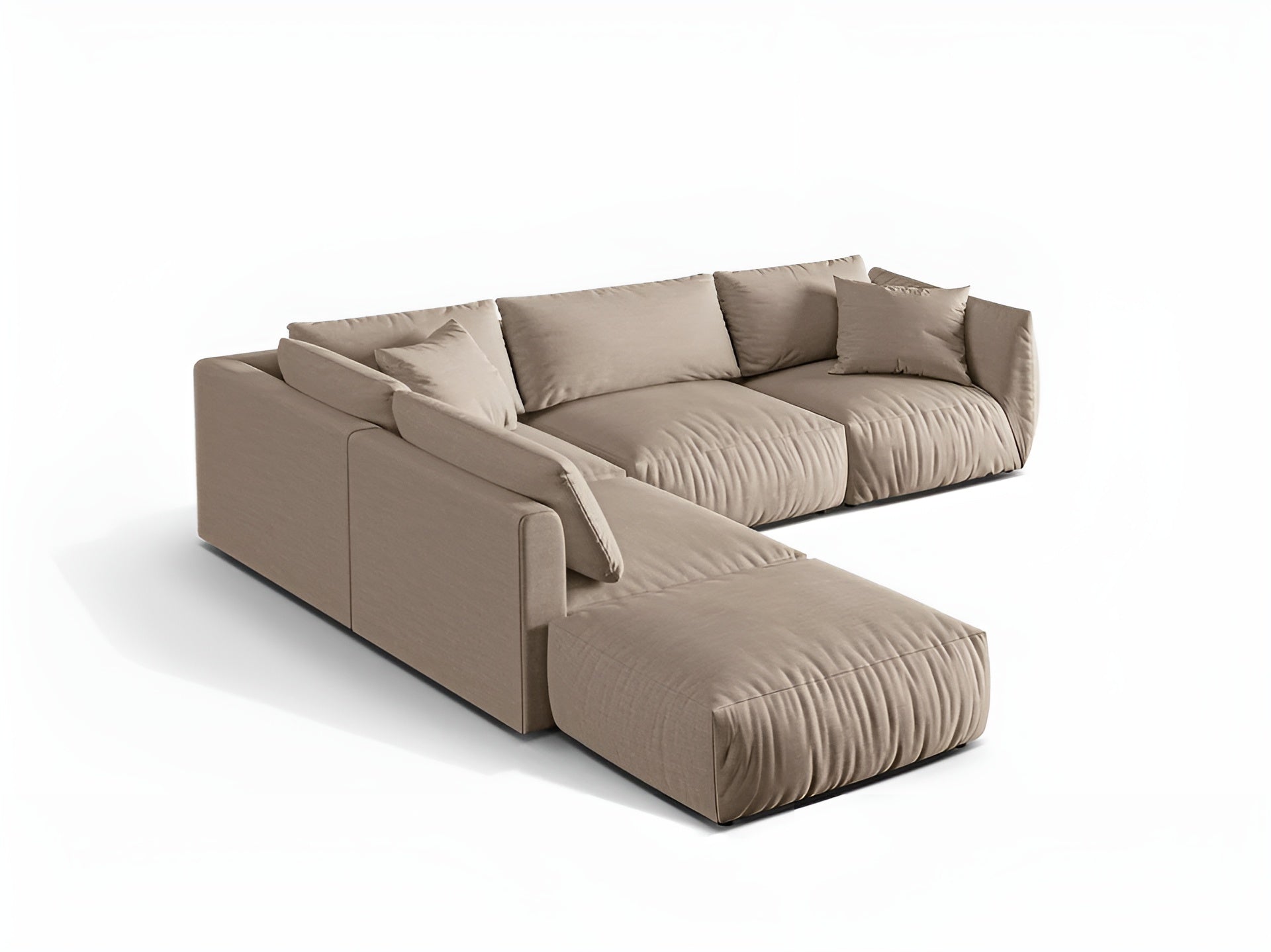 Modulares Ecksofa für 4 Personen, linksseitig, CHRIS, sandfarbener Chenille