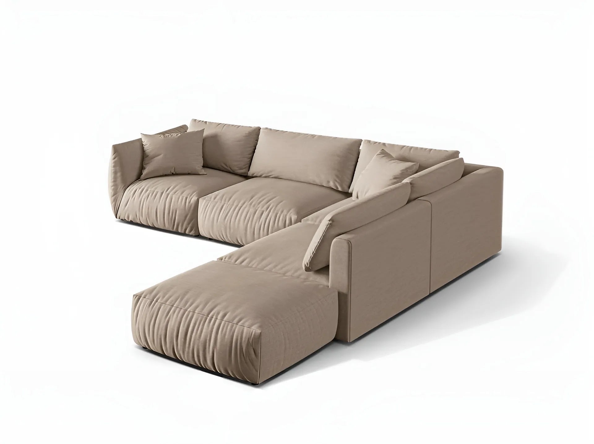 Modulares Ecksofa für 4 Personen rechts CHRIS sandfarbener Chenille