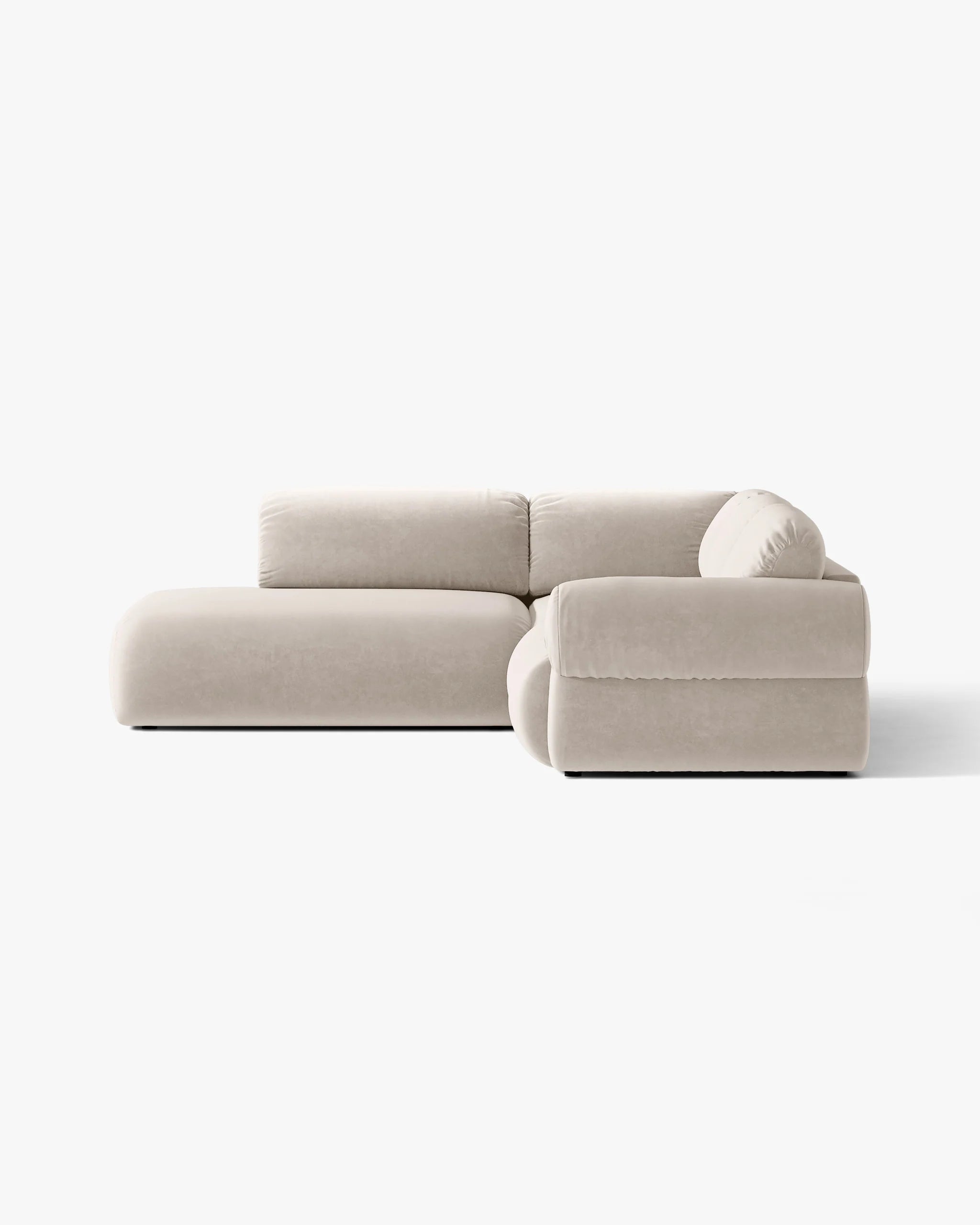 Velours hoekbank links OPHELIA beige