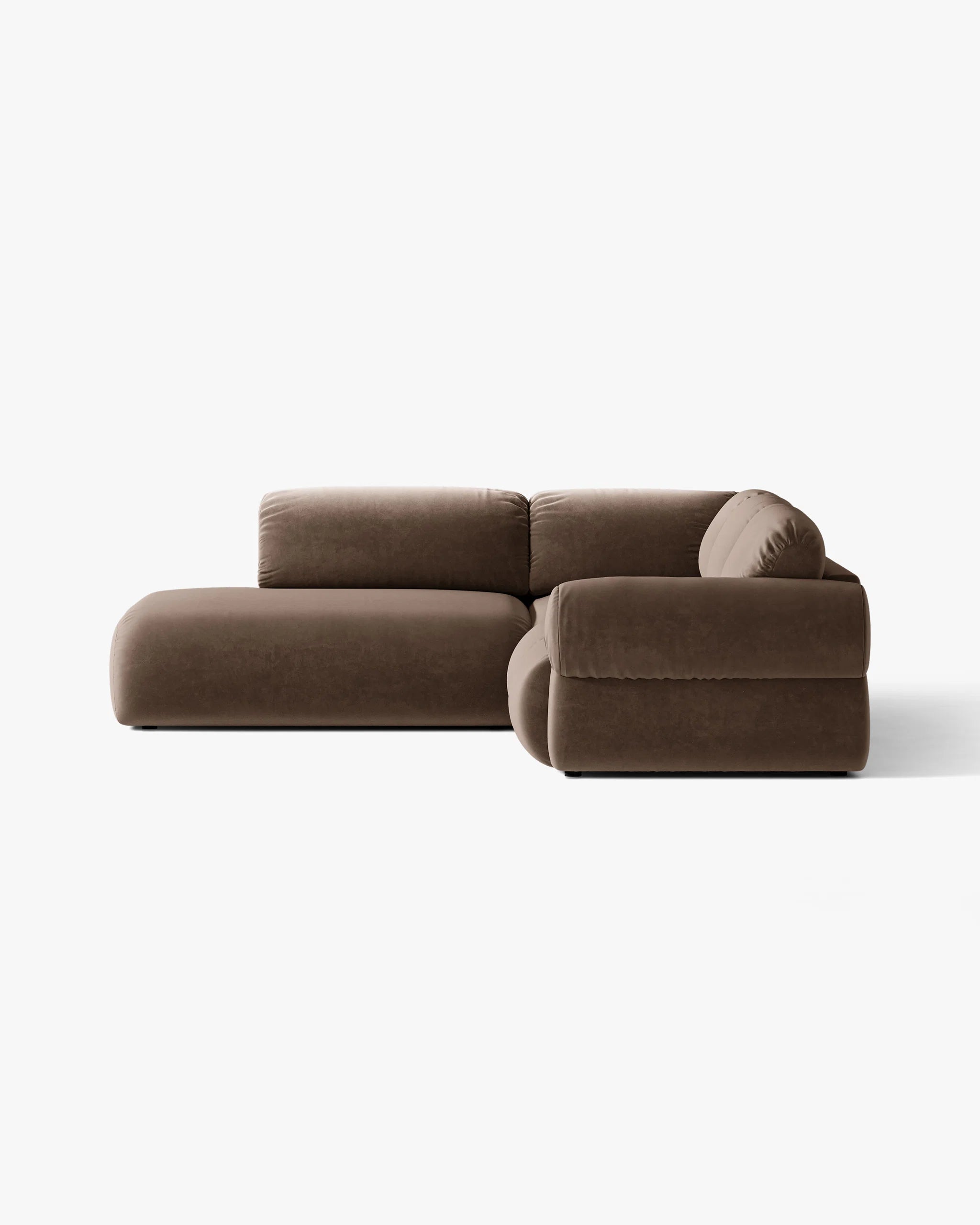 Velours hoekbank links OPHELIA chocolade