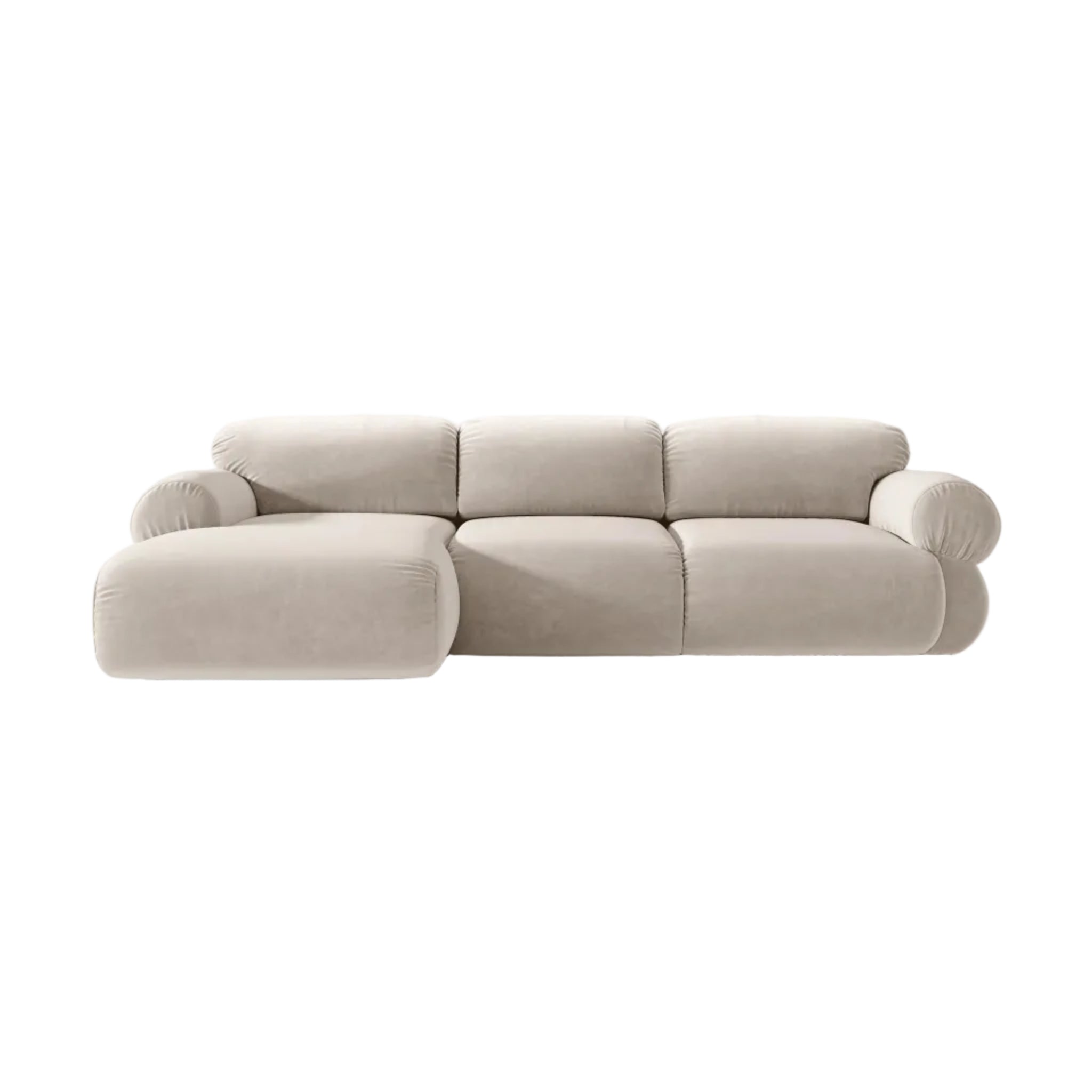3-zits fluwelen hoekbank links OPHELIA beige