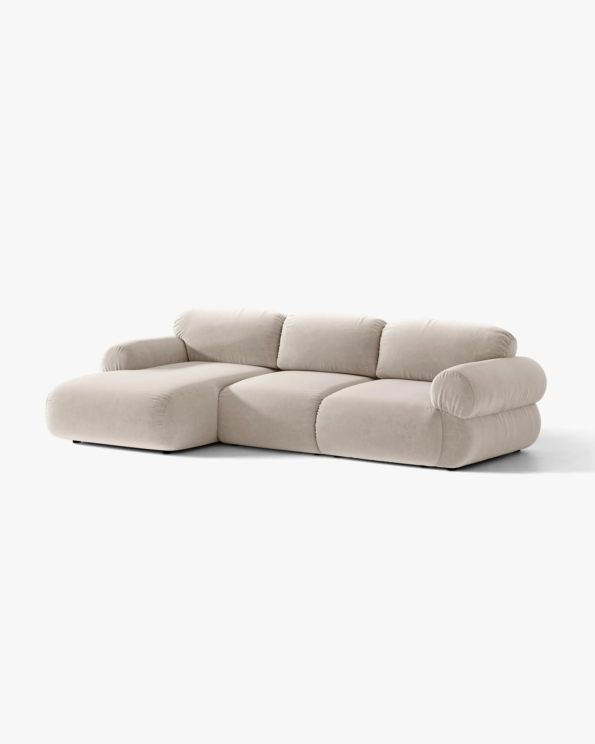 3-zits fluwelen hoekbank links OPHELIA beige