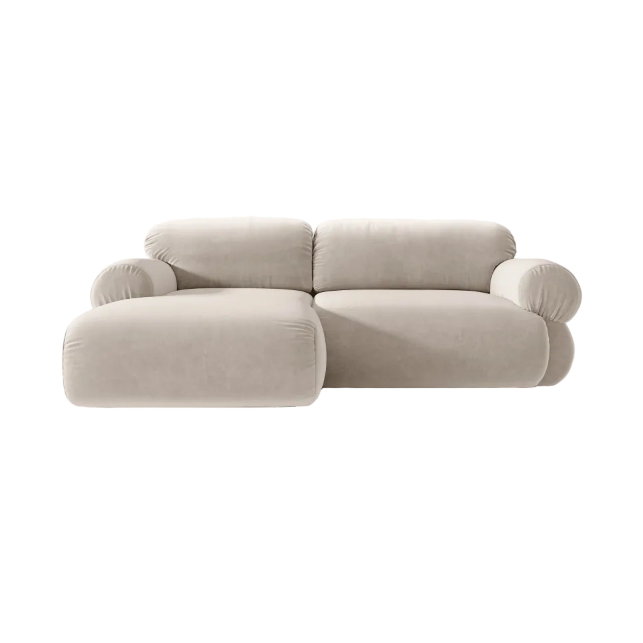 Beige linkszijdige 2-zits fluwelen hoekbank OPHELIA