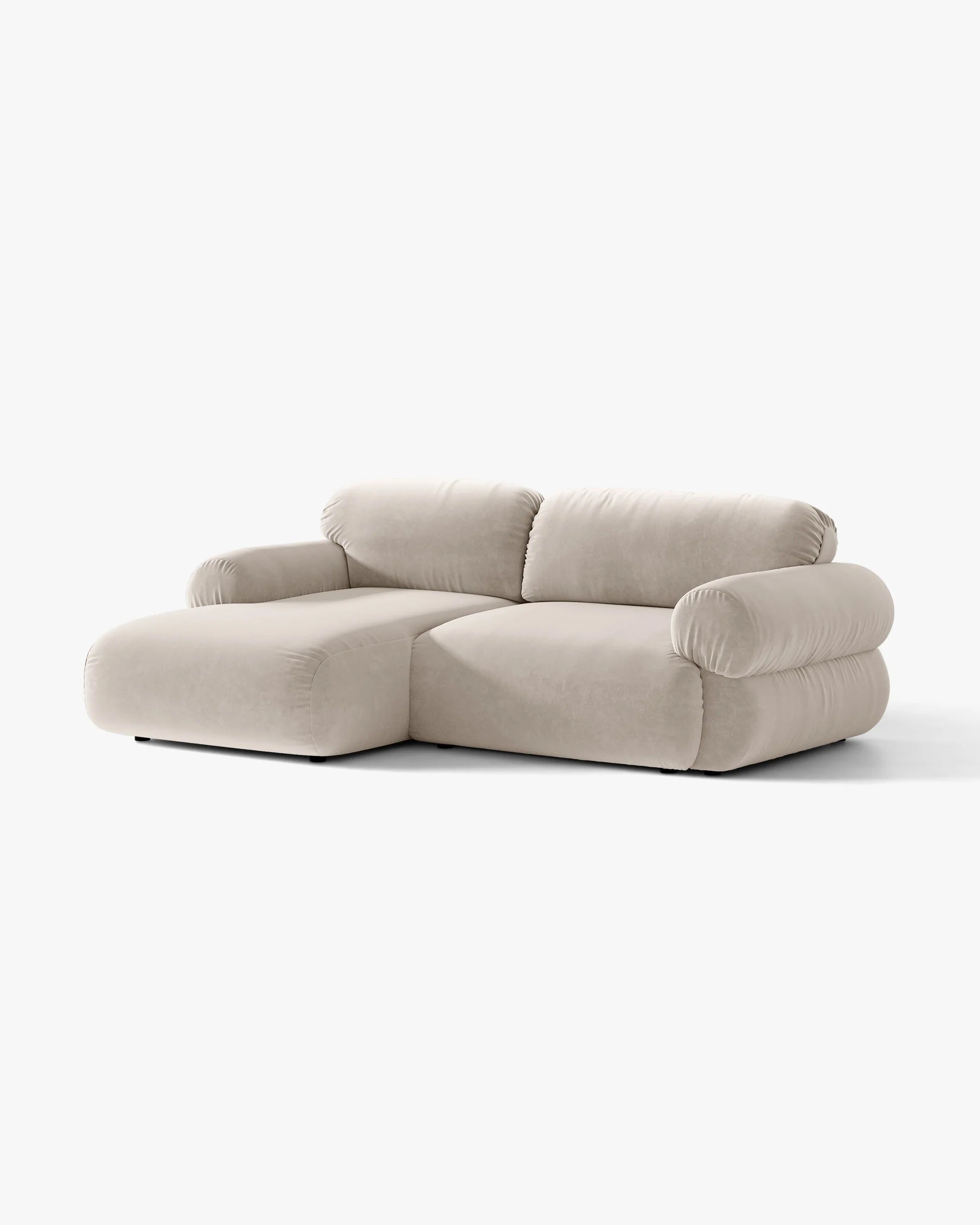 Beige linkszijdige 2-zits fluwelen hoekbank OPHELIA