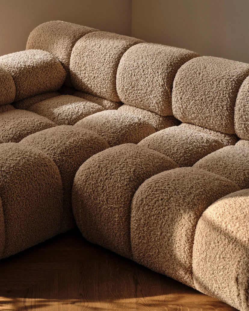 Modulaire 3-zitsbank BELLIS in zandkleurige bouclé